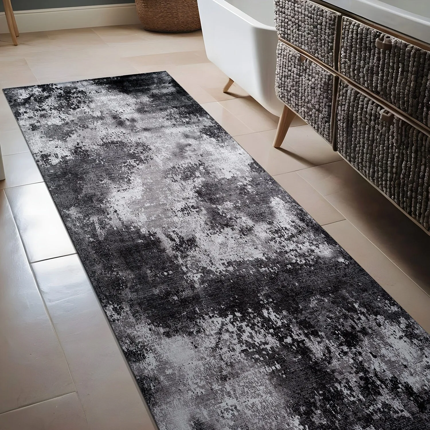 Beverly Rug Queen Abstract Non-Slip Rubber Back Washable Indoor Area Rug