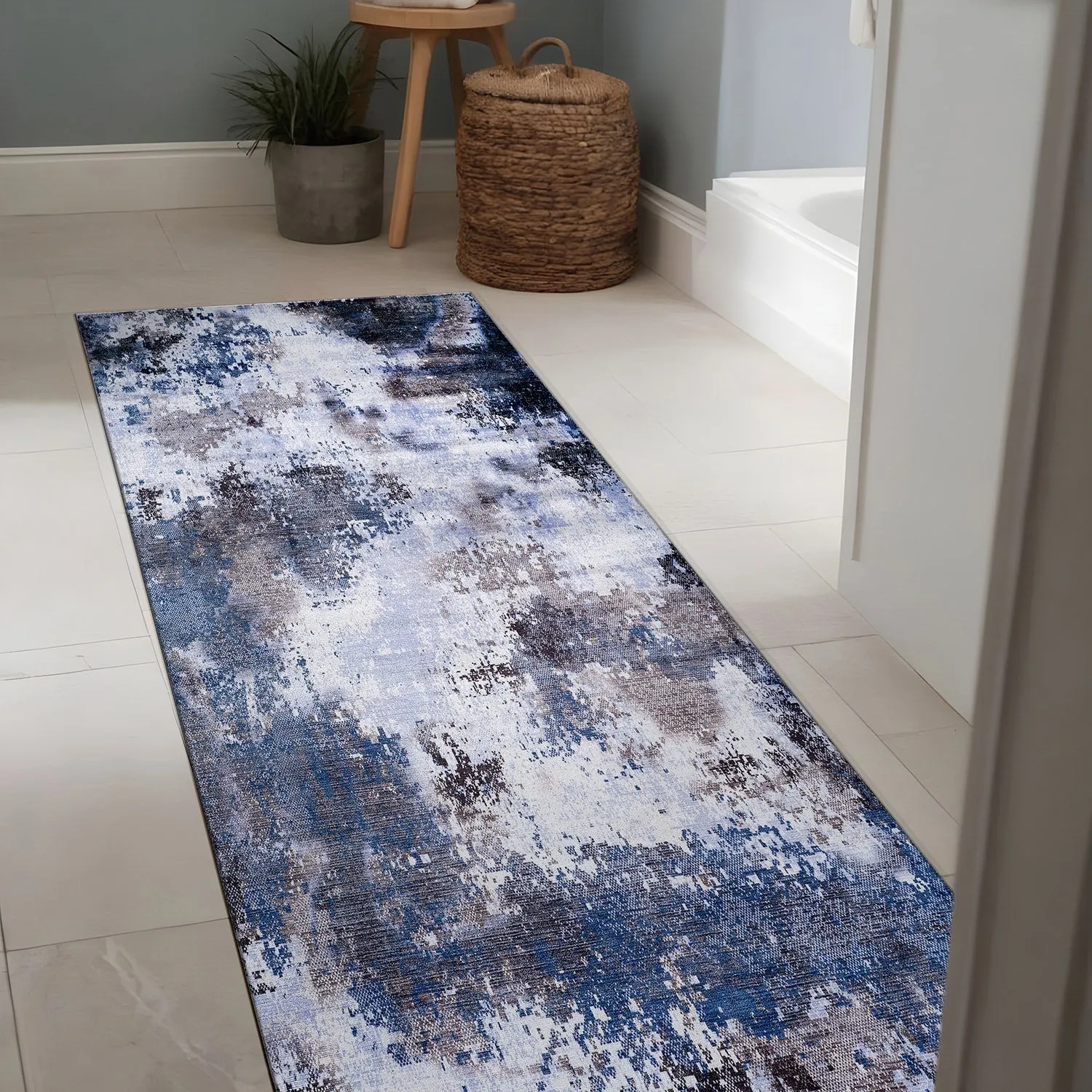 Beverly Rug Queen Abstract Non-Slip Rubber Back Washable Indoor Area Rug