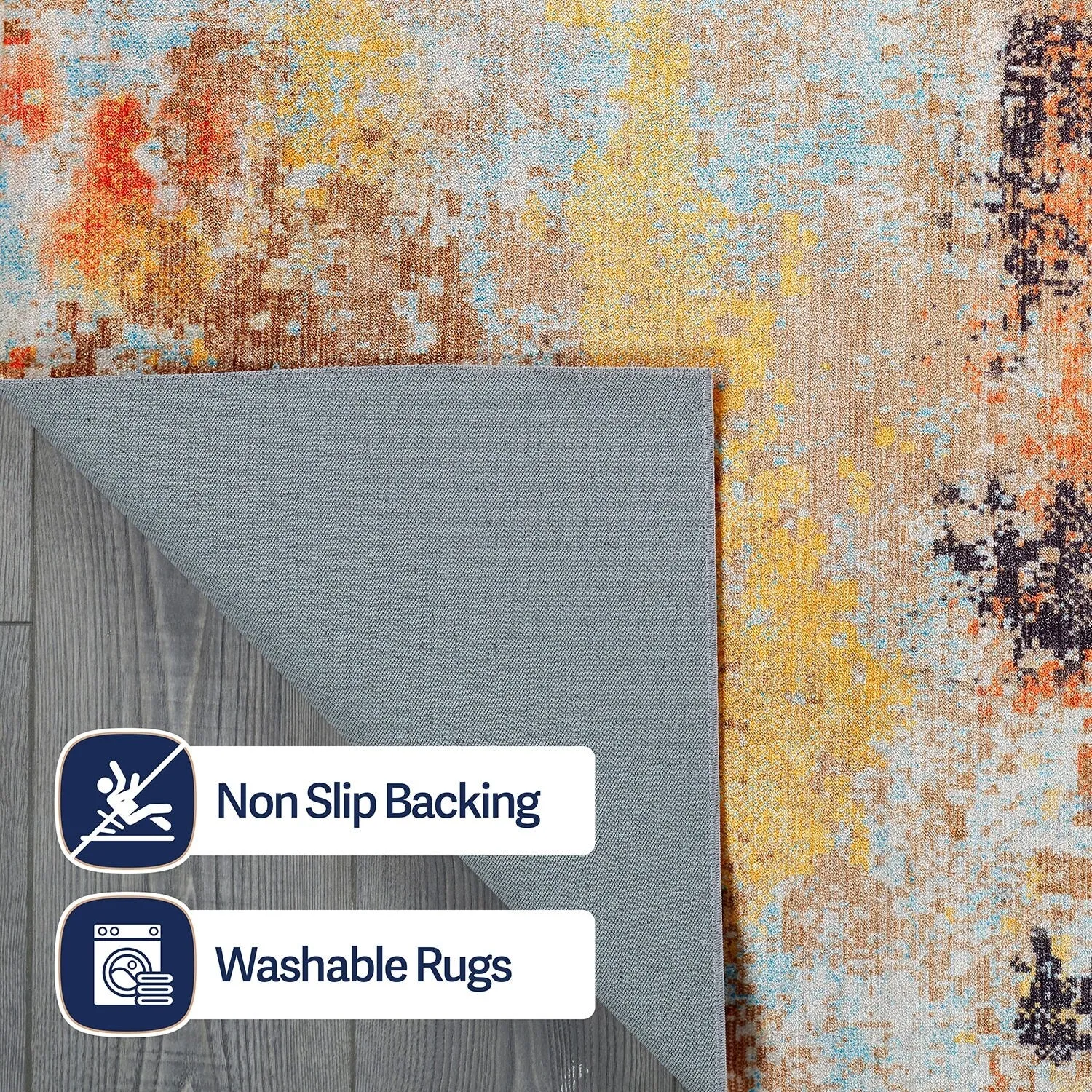 Beverly Rug Queen Abstract Non-Slip Rubber Back Washable Indoor Area Rug