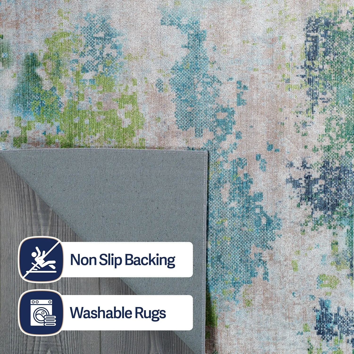 Beverly Rug Queen Abstract Non-Slip Rubber Back Washable Indoor Area Rug