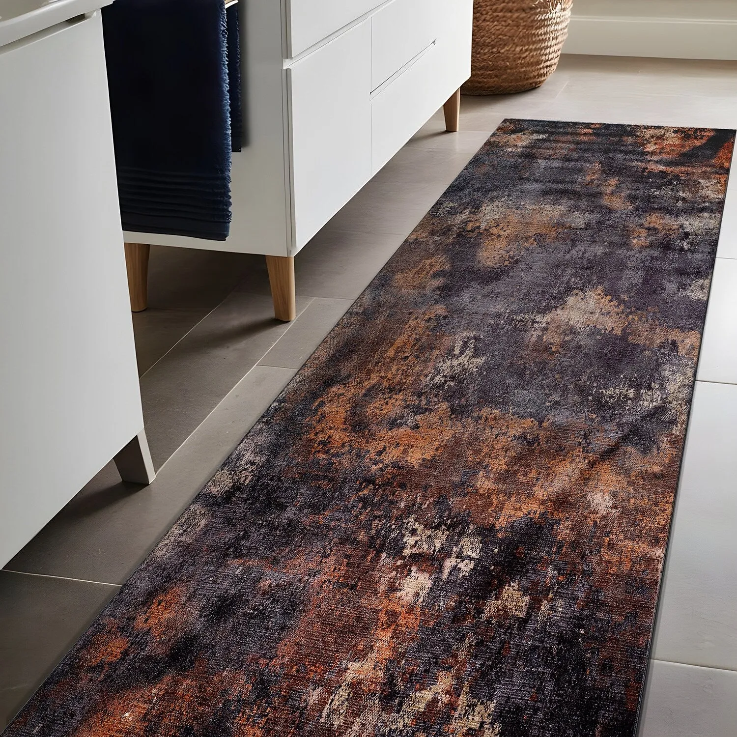 Beverly Rug Queen Abstract Non-Slip Rubber Back Washable Indoor Area Rug