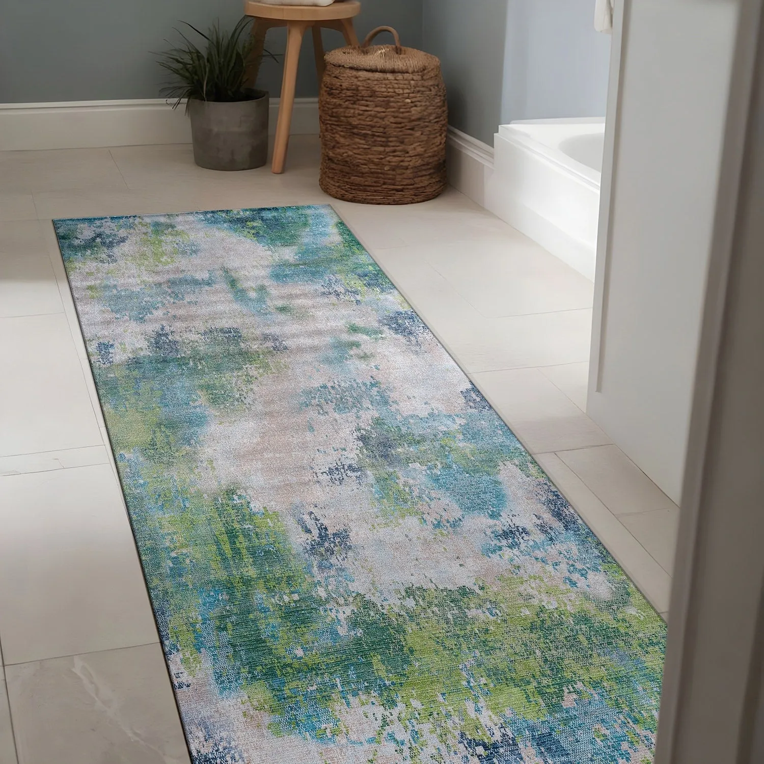 Beverly Rug Queen Abstract Non-Slip Rubber Back Washable Indoor Area Rug