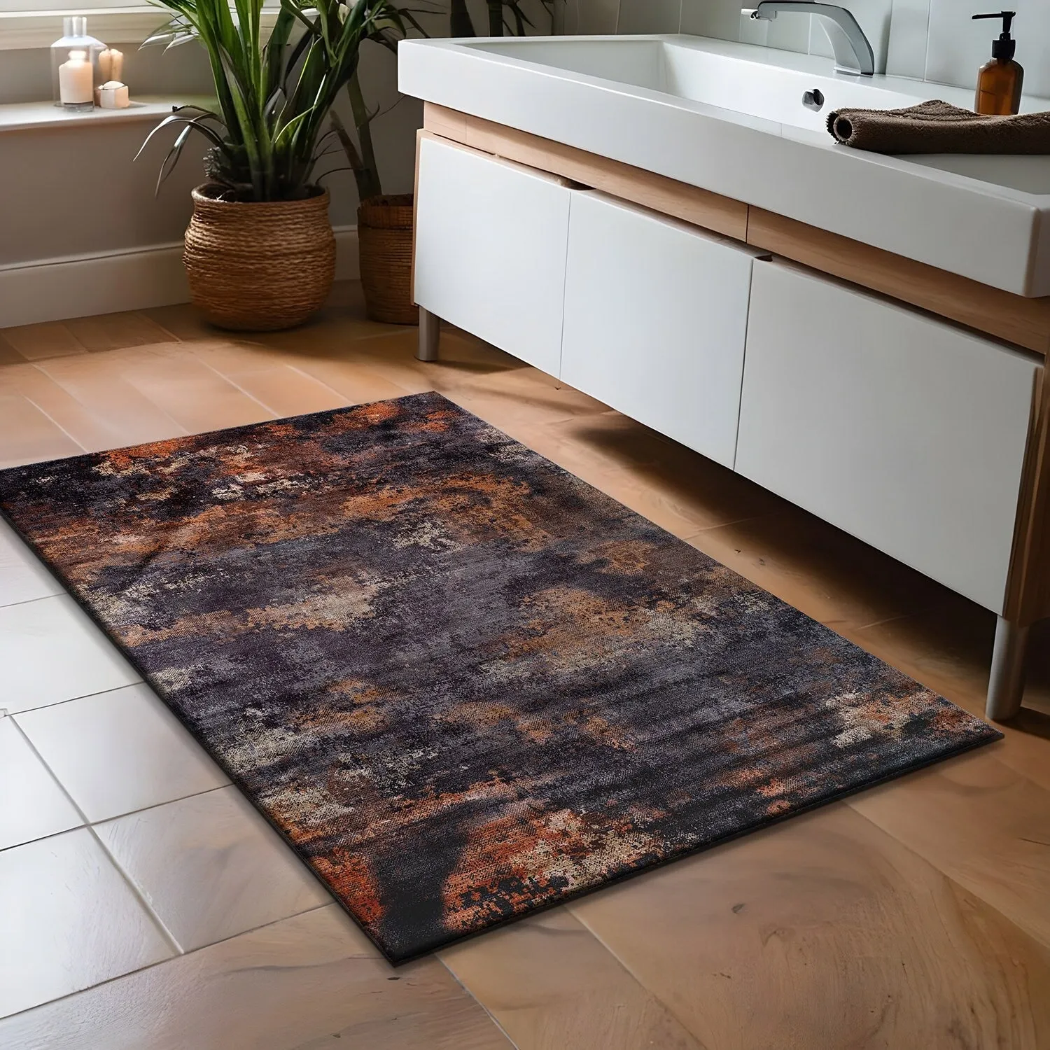 Beverly Rug Queen Abstract Non-Slip Rubber Back Washable Indoor Area Rug