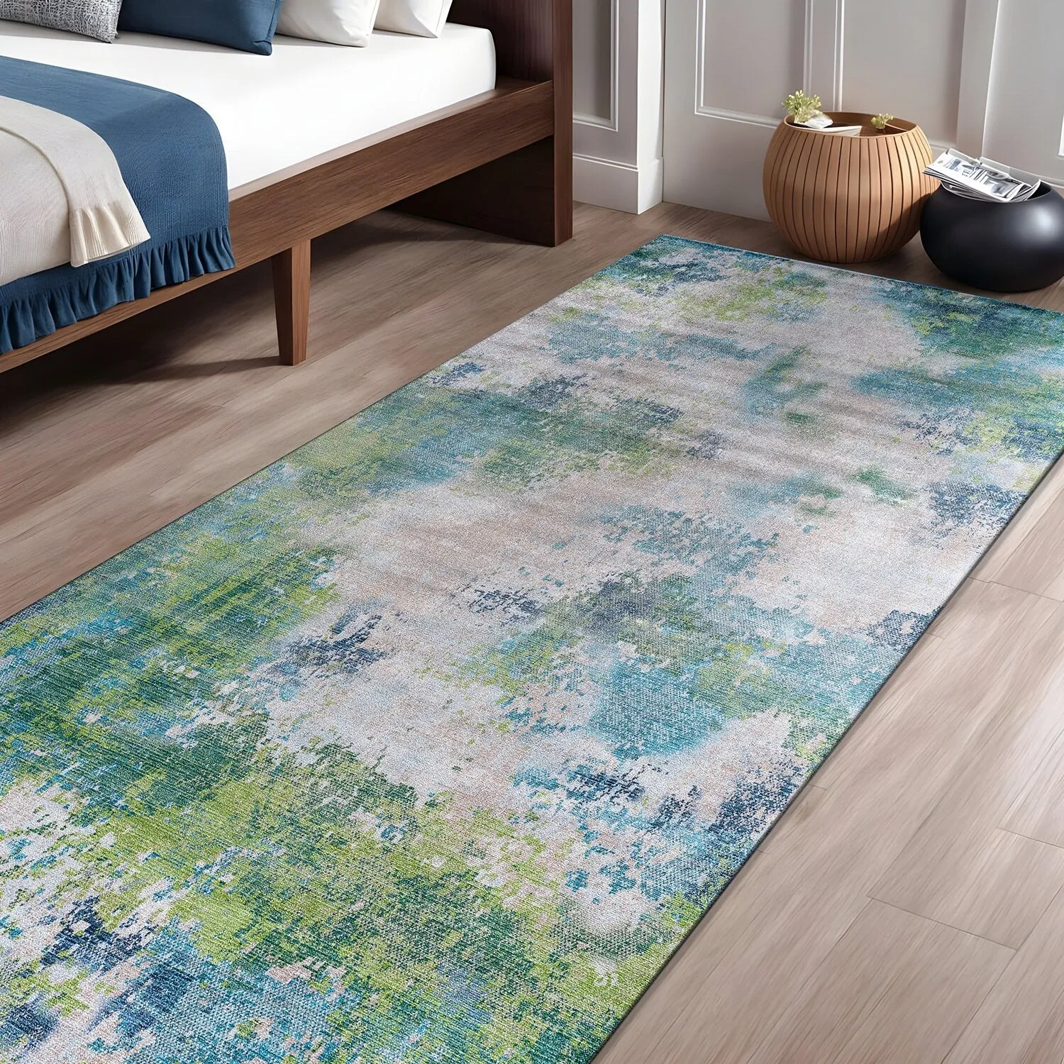 Beverly Rug Queen Abstract Non-Slip Rubber Back Washable Indoor Area Rug