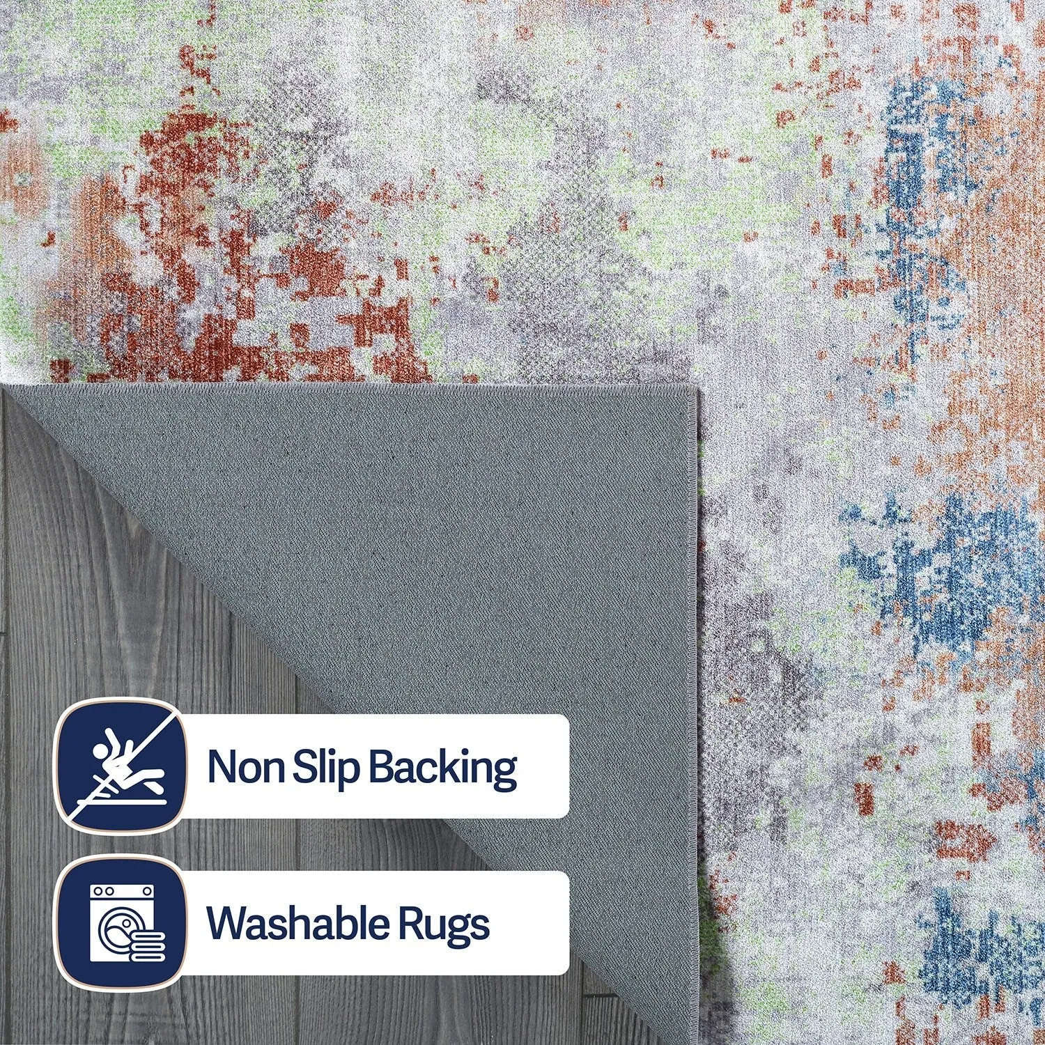 Beverly Rug Queen Abstract Non-Slip Rubber Back Washable Indoor Area Rug