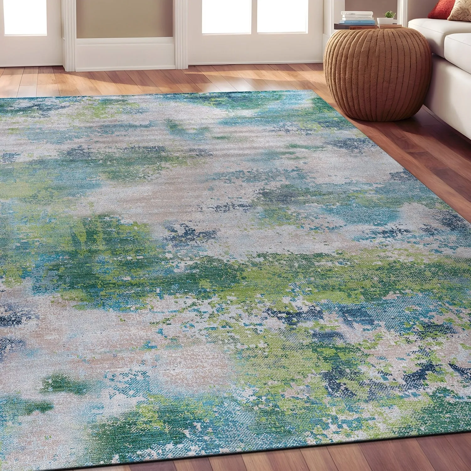 Beverly Rug Queen Abstract Non-Slip Rubber Back Washable Indoor Area Rug