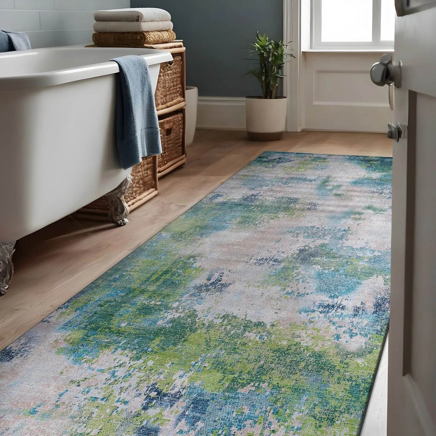 Beverly Rug Queen Abstract Non-Slip Rubber Back Washable Indoor Area Rug