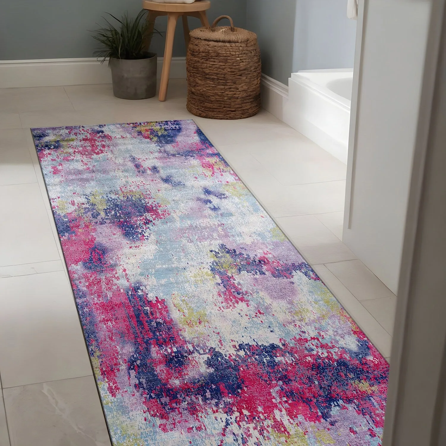 Beverly Rug Queen Abstract Non-Slip Rubber Back Washable Indoor Area Rug