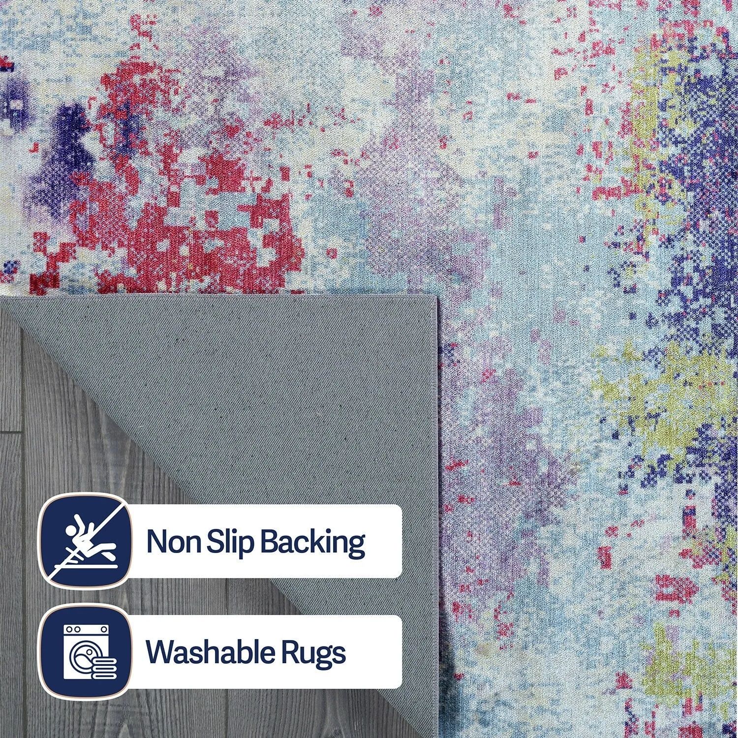 Beverly Rug Queen Abstract Non-Slip Rubber Back Washable Indoor Area Rug