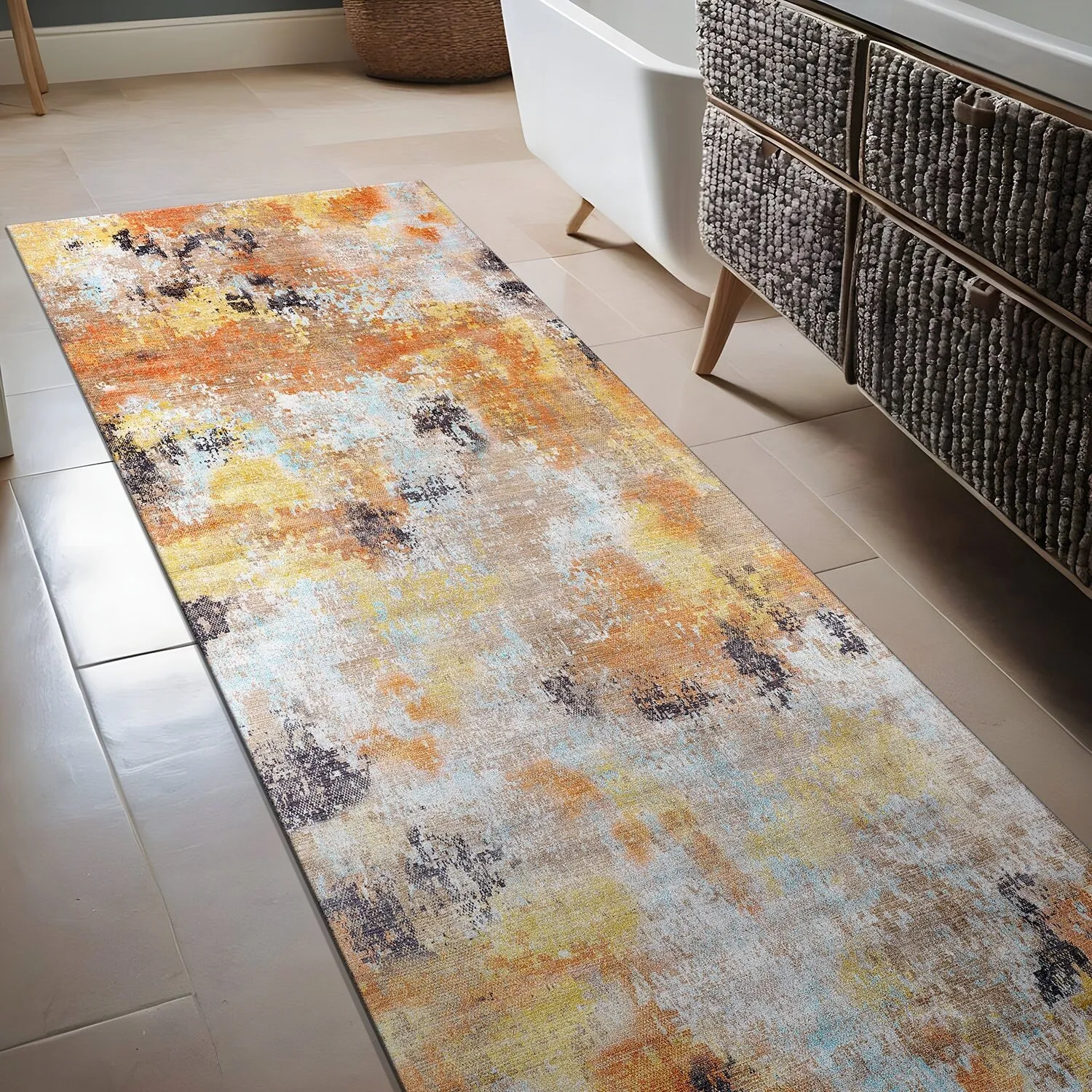 Beverly Rug Queen Abstract Non-Slip Rubber Back Washable Indoor Area Rug