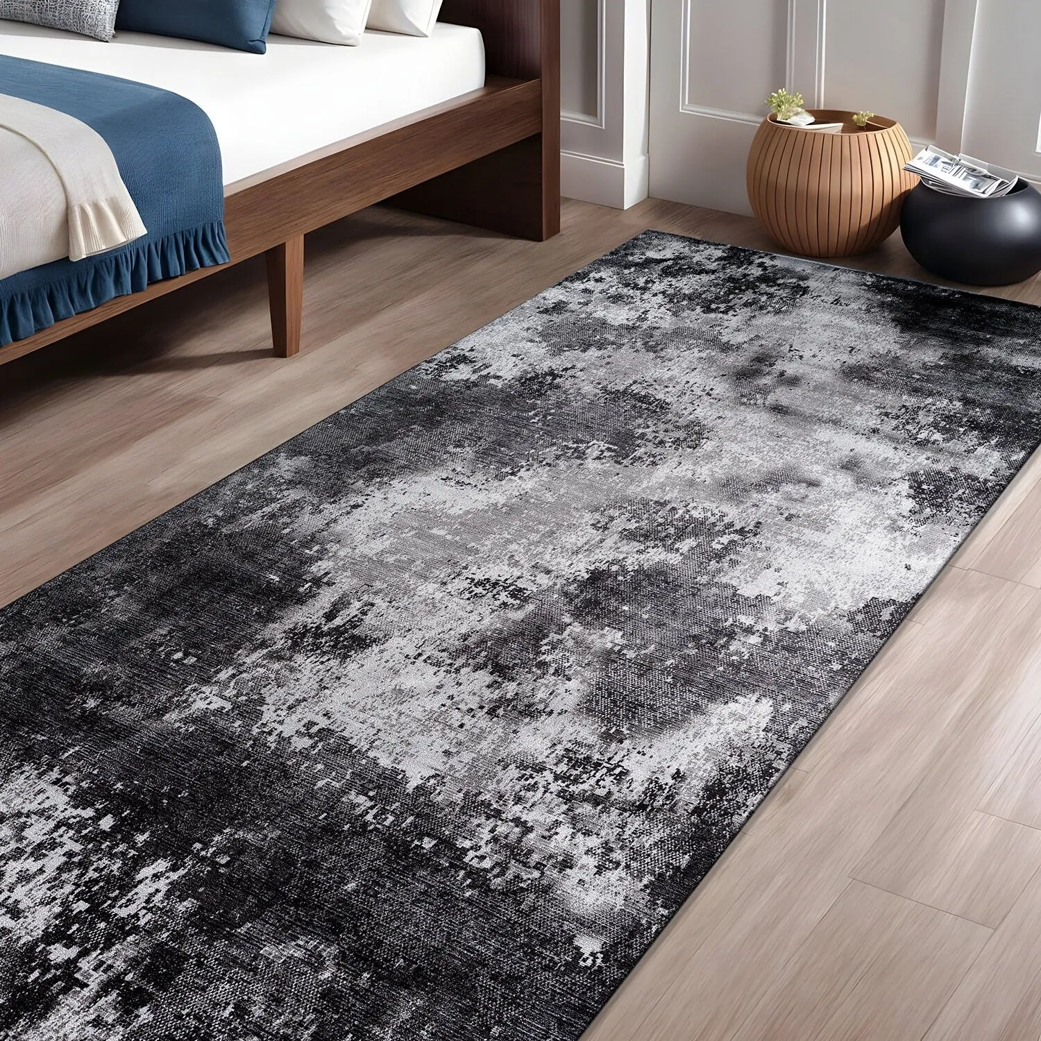 Beverly Rug Queen Abstract Non-Slip Rubber Back Washable Indoor Area Rug