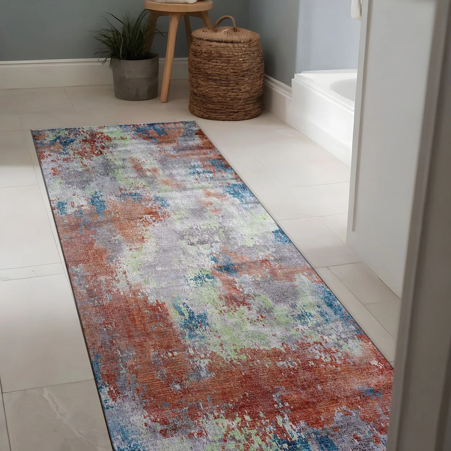 Beverly Rug Queen Abstract Non-Slip Rubber Back Washable Indoor Area Rug
