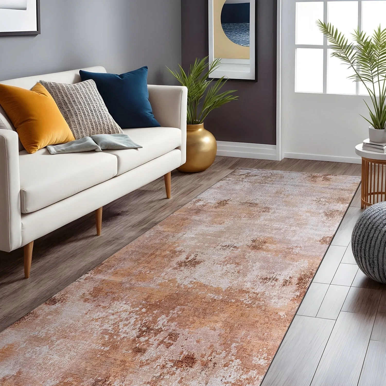 Beverly Rug Queen Abstract Non-Slip Rubber Back Washable Indoor Area Rug
