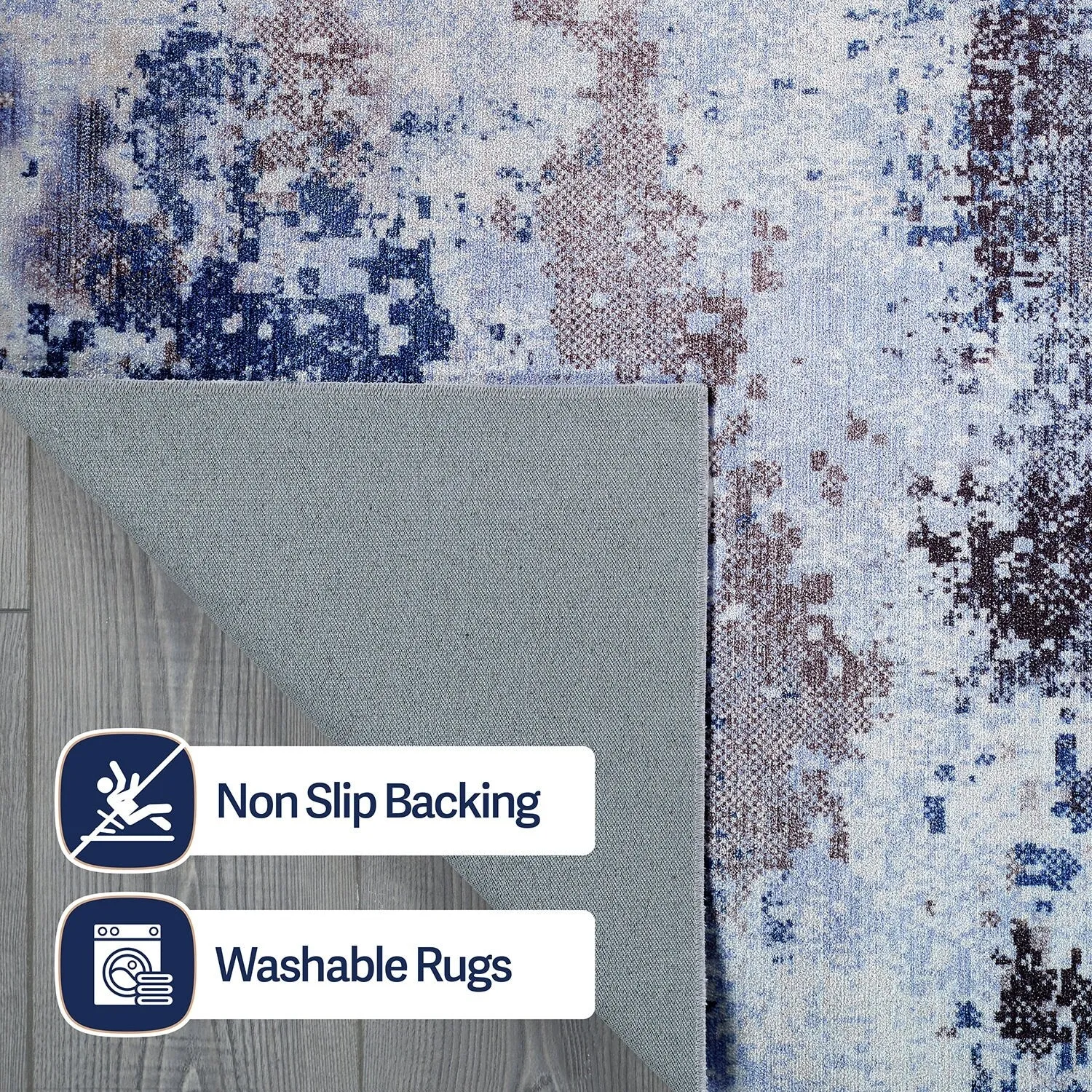 Beverly Rug Queen Abstract Non-Slip Rubber Back Washable Indoor Area Rug