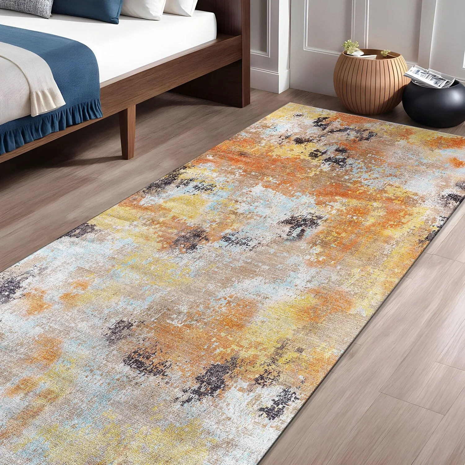 Beverly Rug Queen Abstract Non-Slip Rubber Back Washable Indoor Area Rug