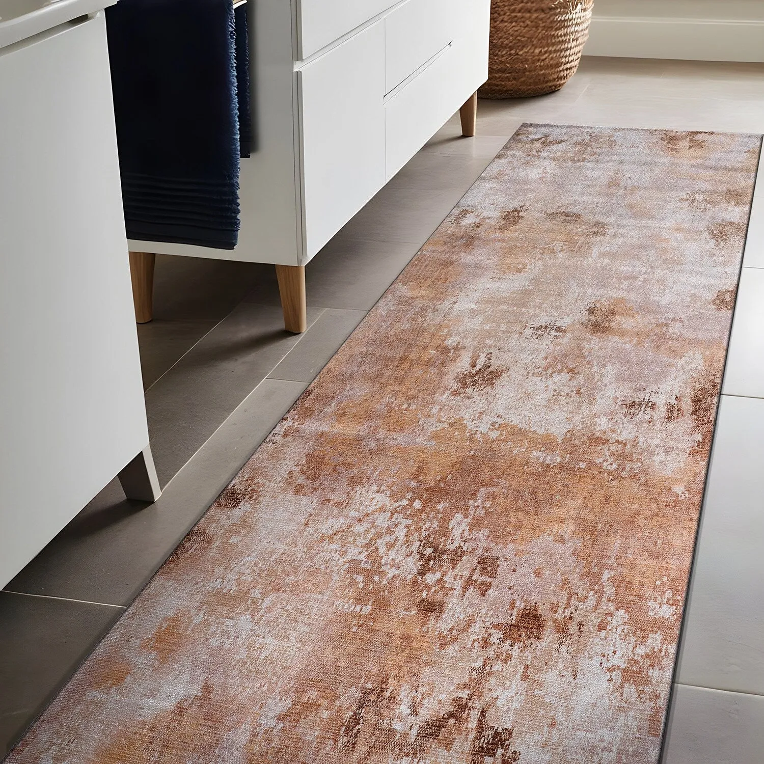 Beverly Rug Queen Abstract Non-Slip Rubber Back Washable Indoor Area Rug