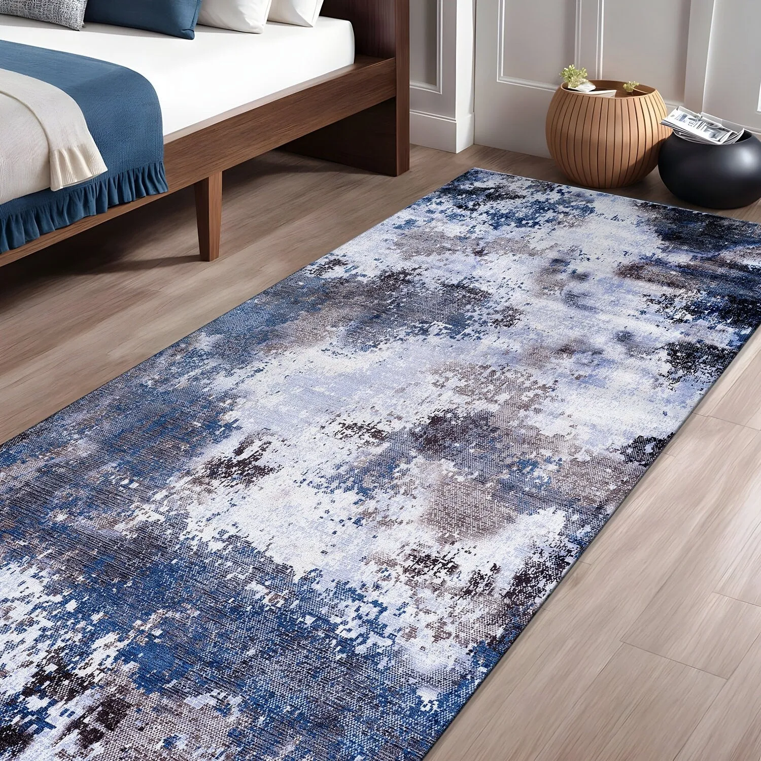 Beverly Rug Queen Abstract Non-Slip Rubber Back Washable Indoor Area Rug