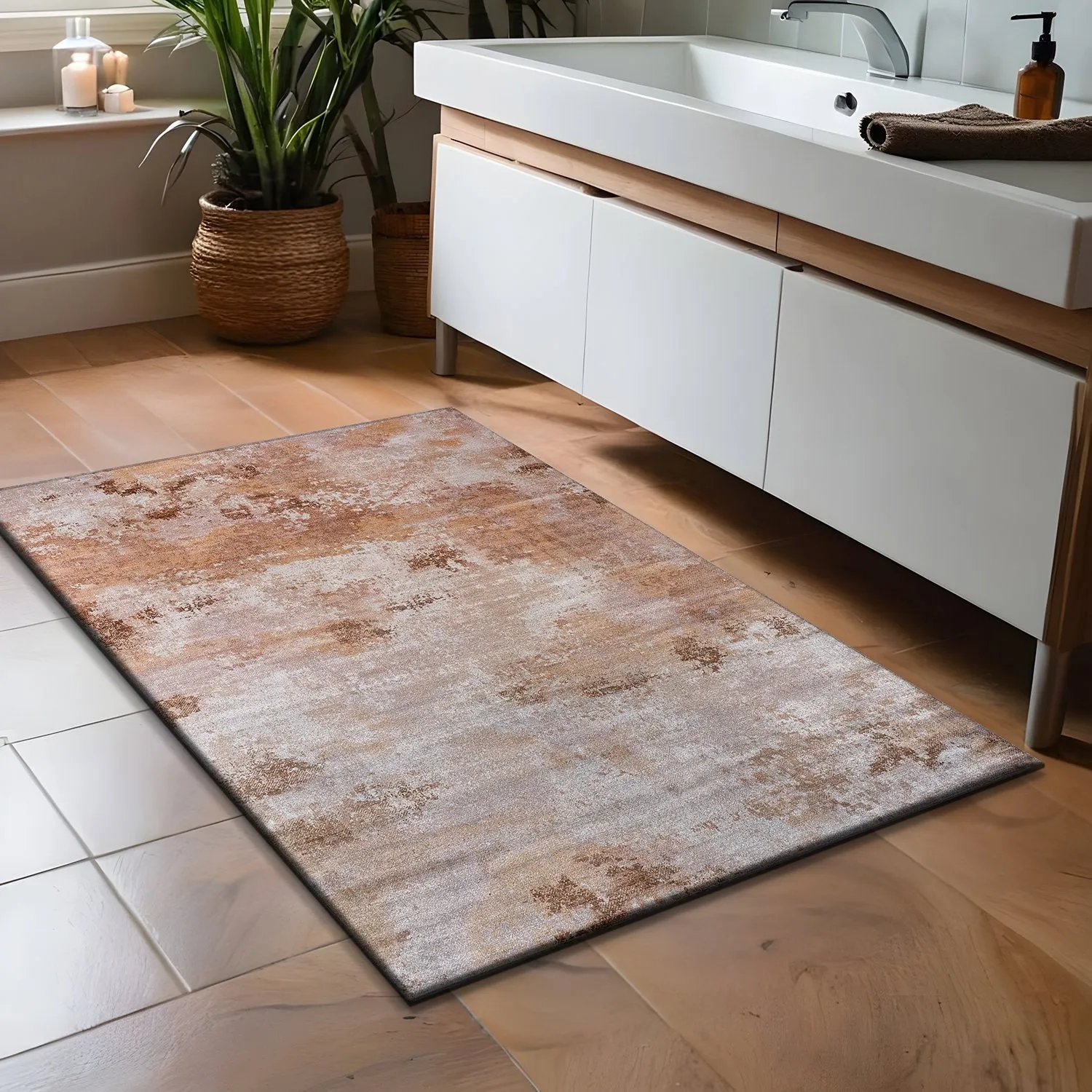 Beverly Rug Queen Abstract Non-Slip Rubber Back Washable Indoor Area Rug