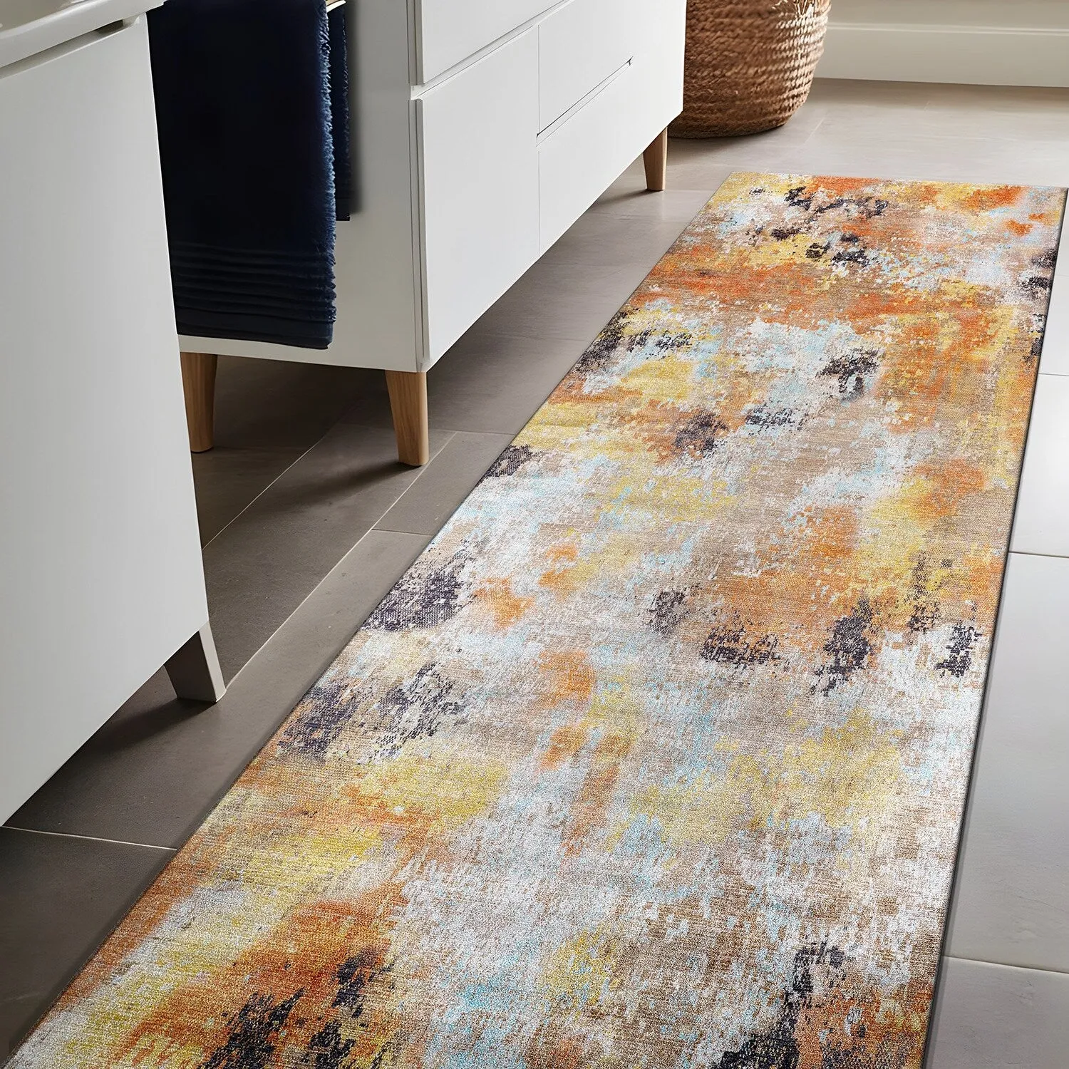 Beverly Rug Queen Abstract Non-Slip Rubber Back Washable Indoor Area Rug