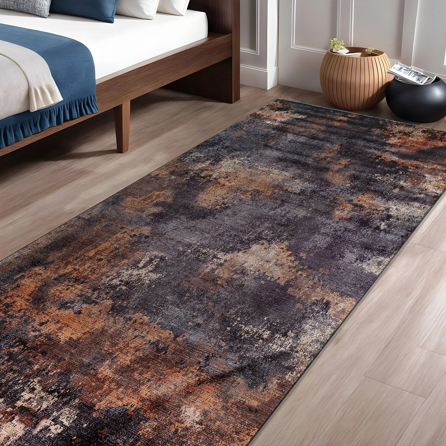 Beverly Rug Queen Abstract Non-Slip Rubber Back Washable Indoor Area Rug