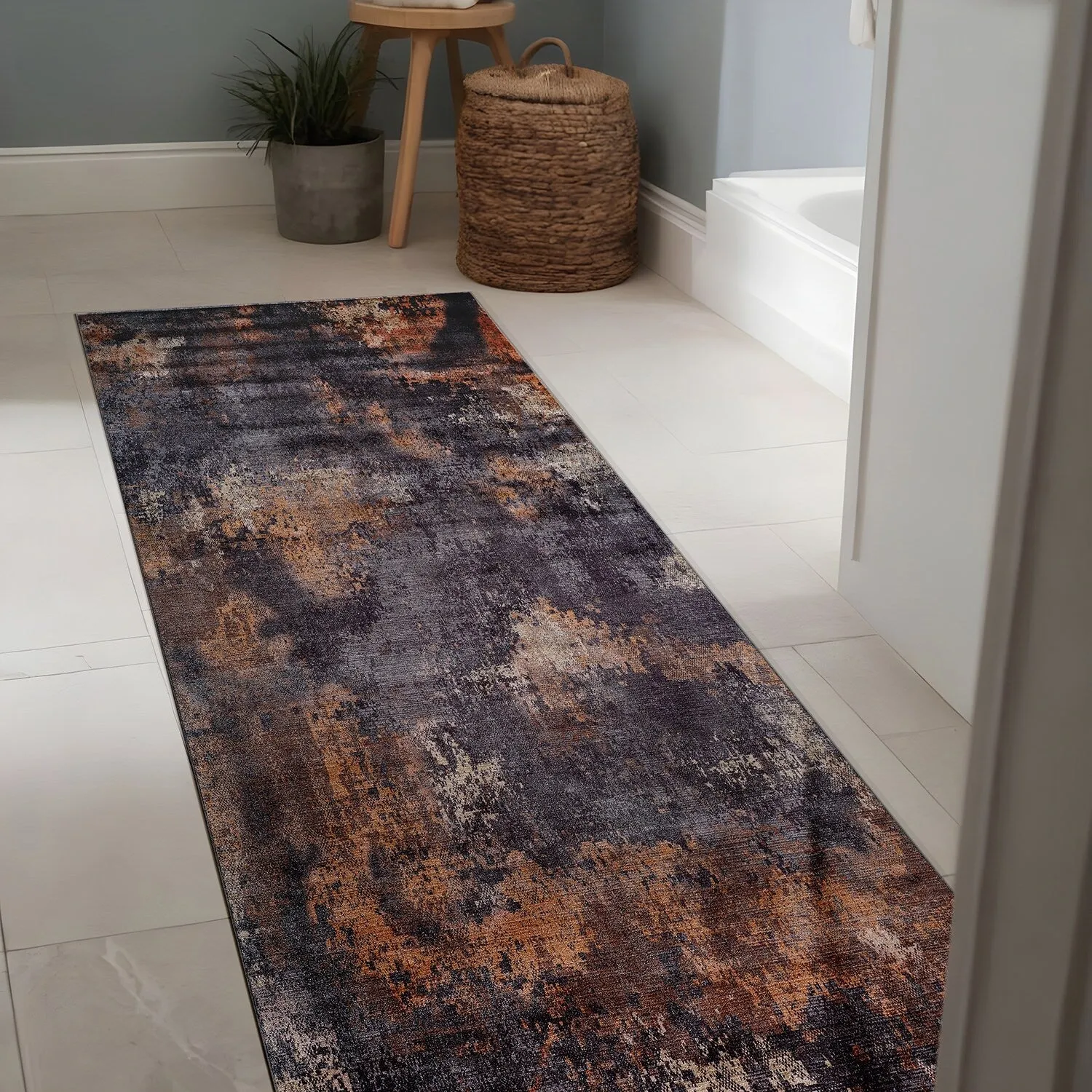 Beverly Rug Queen Abstract Non-Slip Rubber Back Washable Indoor Area Rug