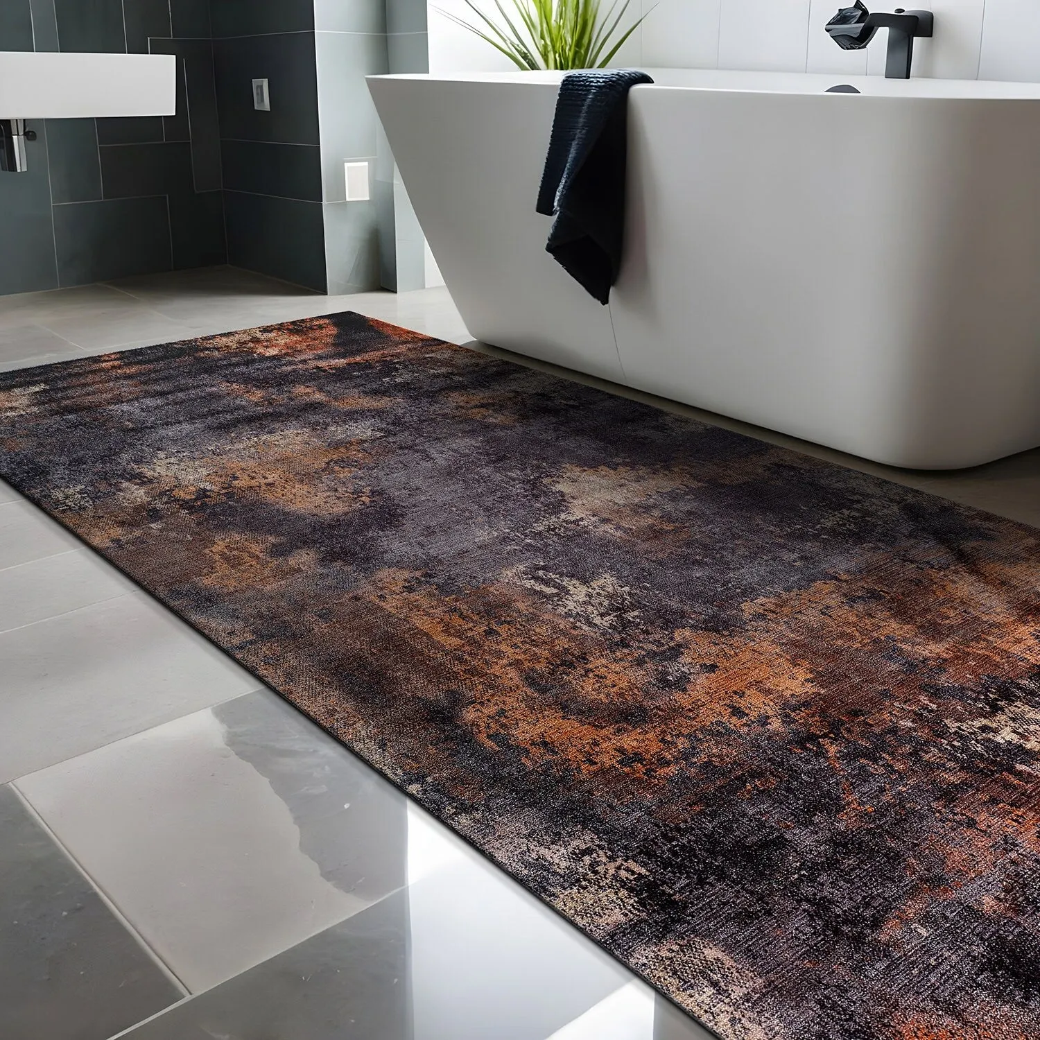 Beverly Rug Queen Abstract Non-Slip Rubber Back Washable Indoor Area Rug
