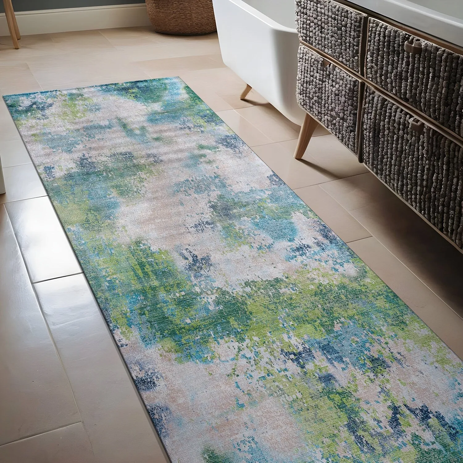 Beverly Rug Queen Abstract Non-Slip Rubber Back Washable Indoor Area Rug