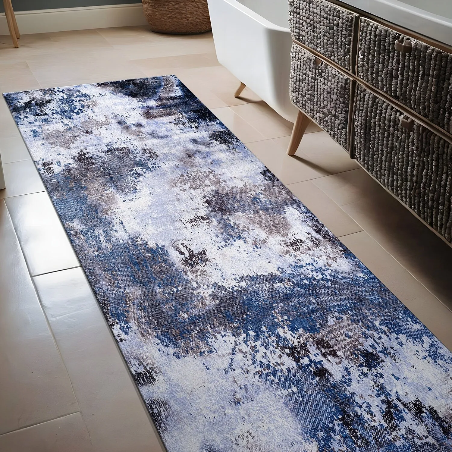 Beverly Rug Queen Abstract Non-Slip Rubber Back Washable Indoor Area Rug