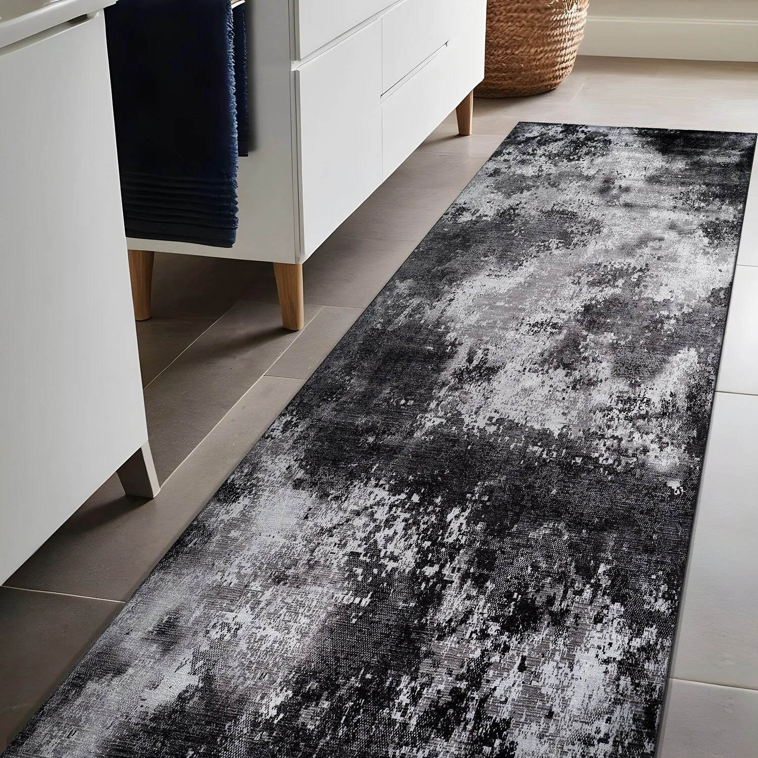Beverly Rug Queen Abstract Non-Slip Rubber Back Washable Indoor Area Rug