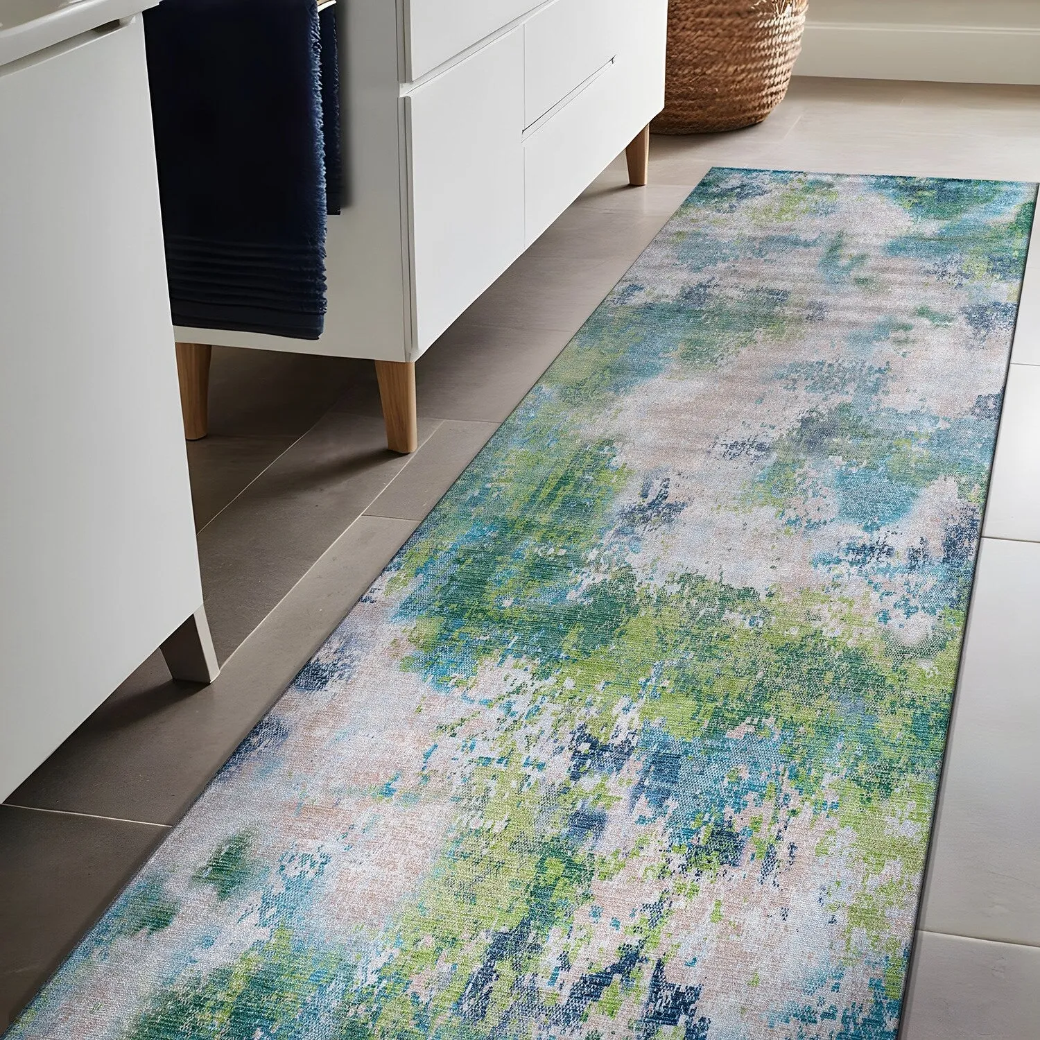 Beverly Rug Queen Abstract Non-Slip Rubber Back Washable Indoor Area Rug