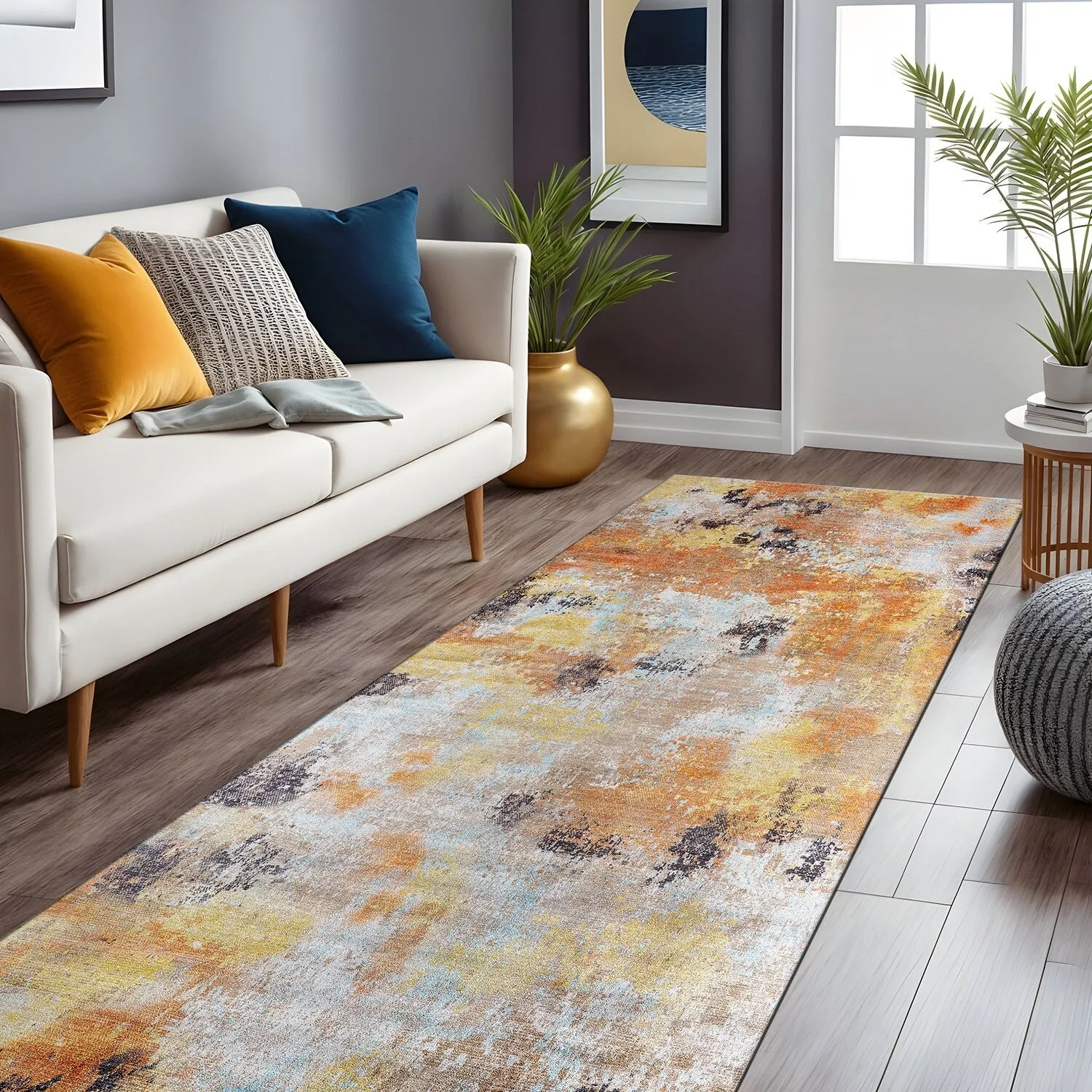 Beverly Rug Queen Abstract Non-Slip Rubber Back Washable Indoor Area Rug