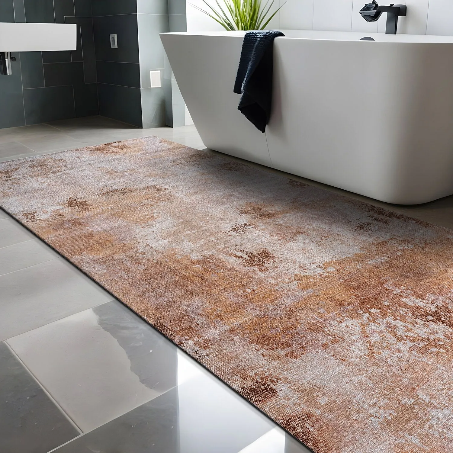 Beverly Rug Queen Abstract Non-Slip Rubber Back Washable Indoor Area Rug