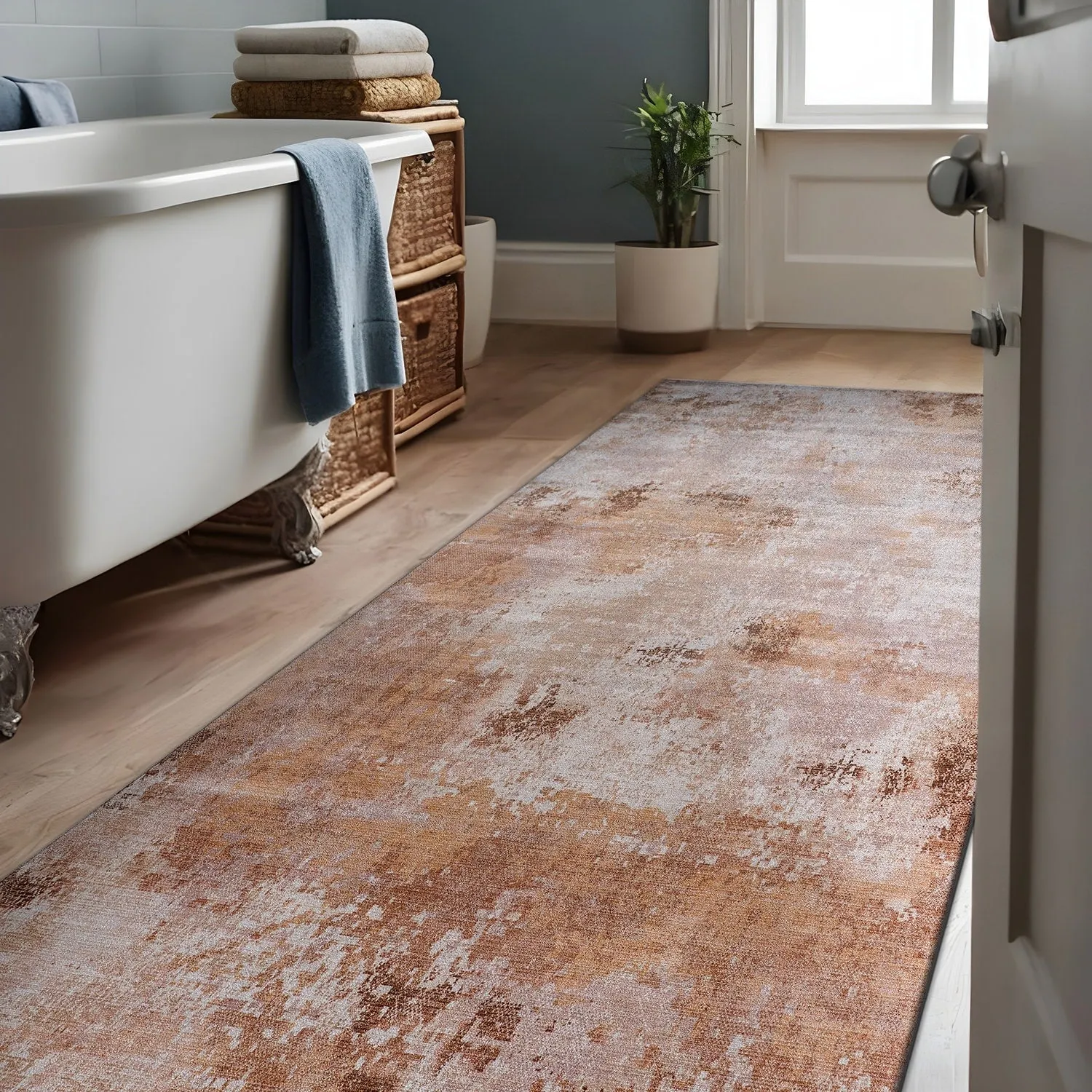 Beverly Rug Queen Abstract Non-Slip Rubber Back Washable Indoor Area Rug