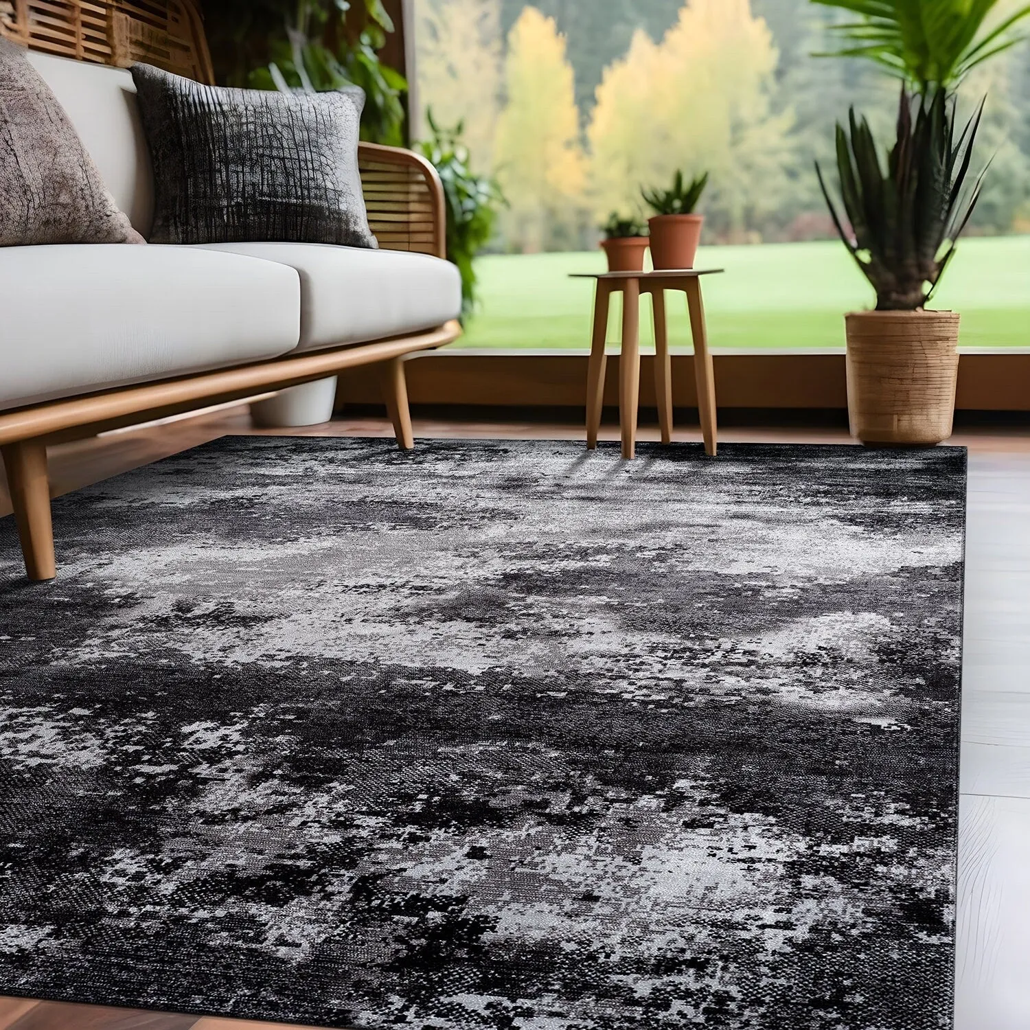 Beverly Rug Queen Abstract Non-Slip Rubber Back Washable Indoor Area Rug