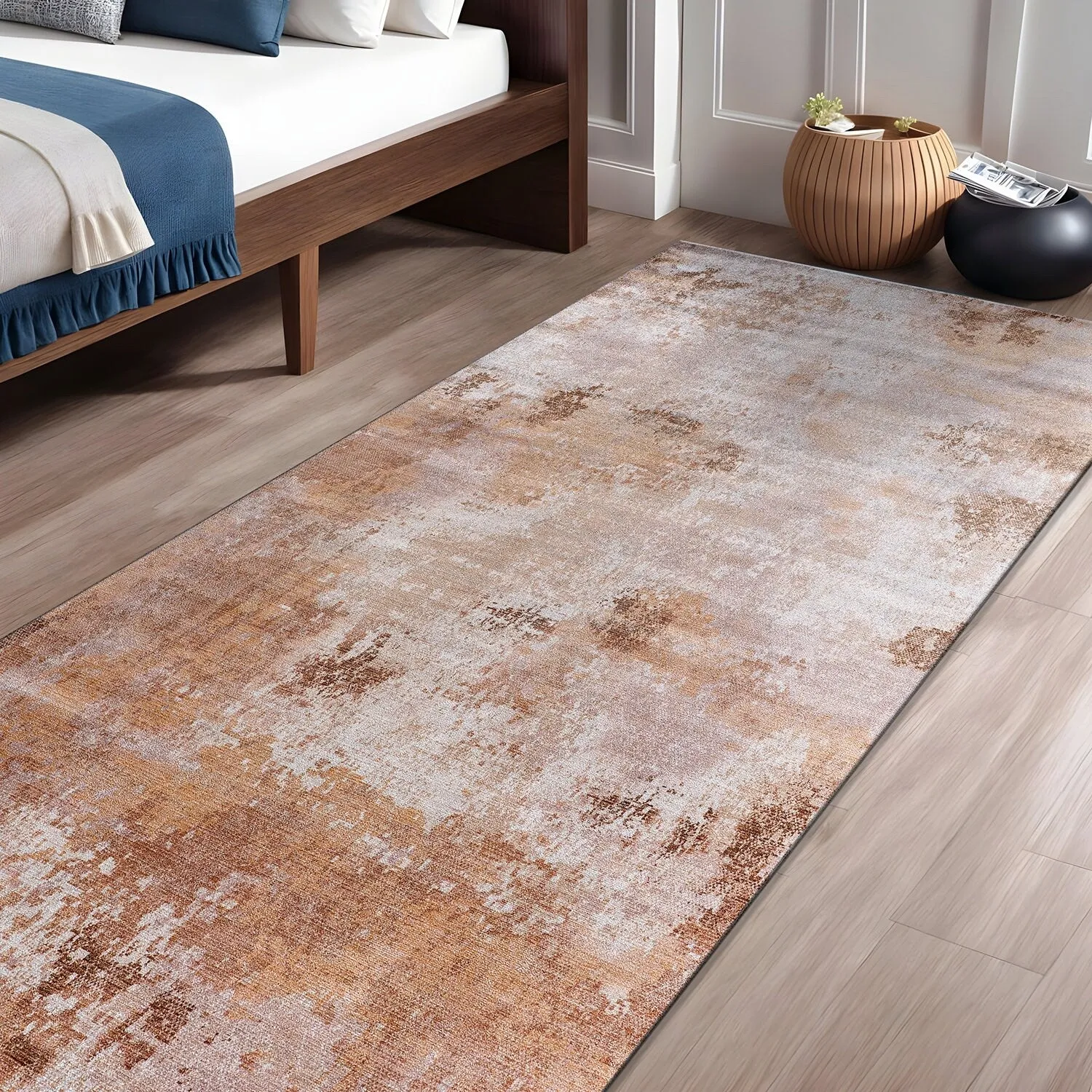 Beverly Rug Queen Abstract Non-Slip Rubber Back Washable Indoor Area Rug