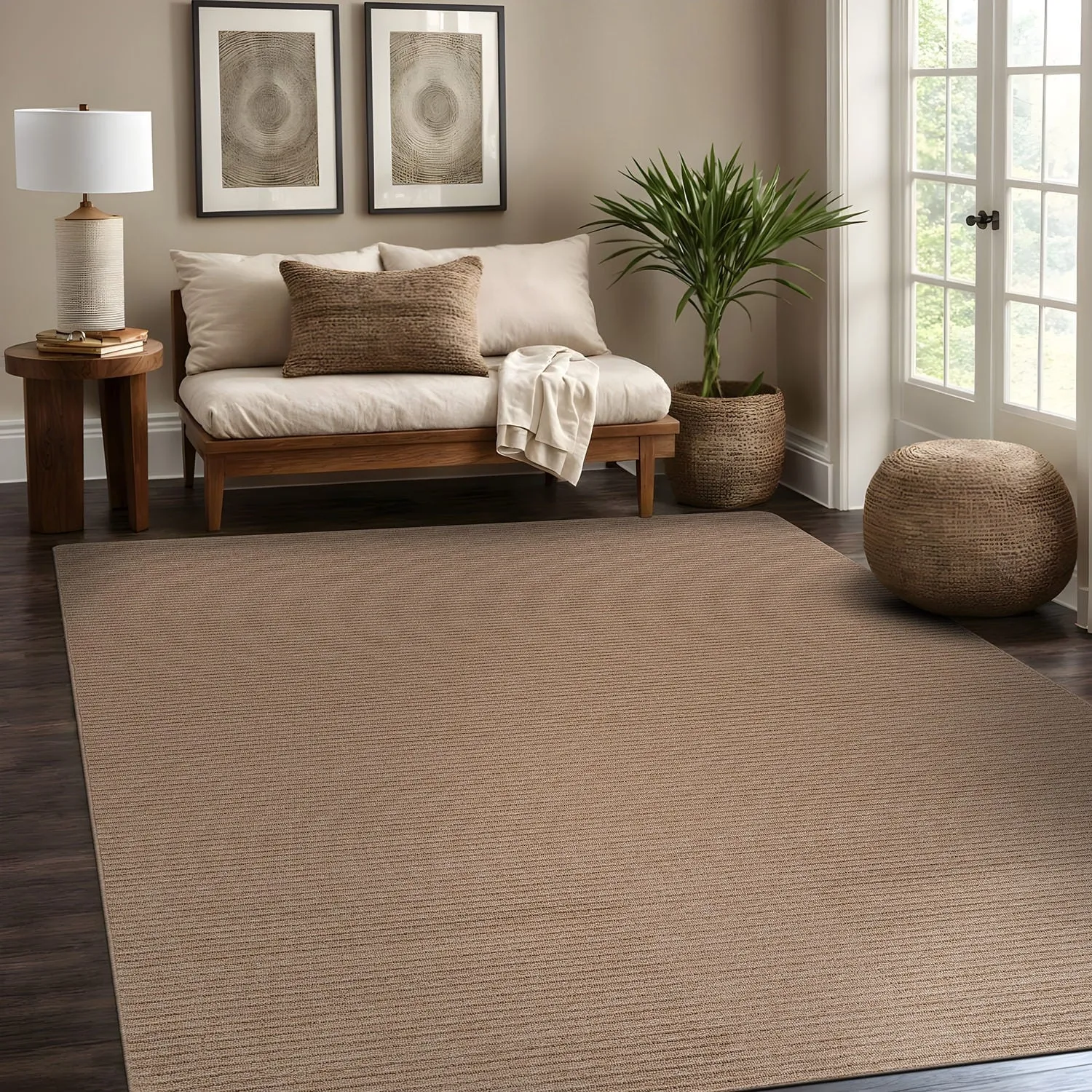 Beverly Rug Solid Color Non-Slip Rubber Back Washable Indoor Area Rug