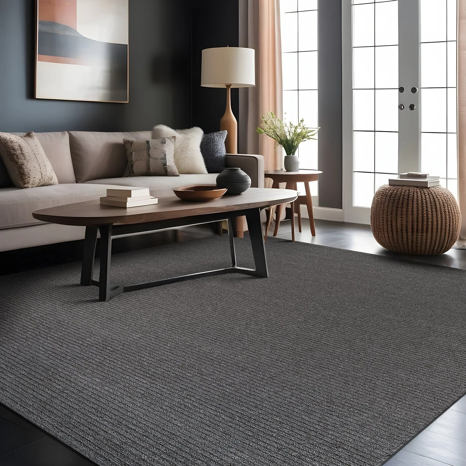 Beverly Rug Solid Color Non-Slip Rubber Back Washable Indoor Area Rug
