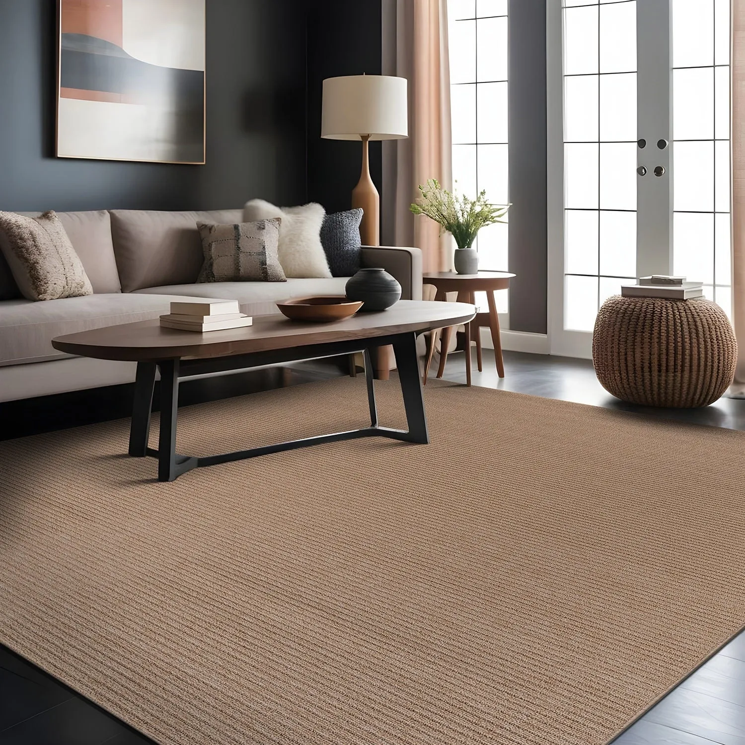 Beverly Rug Solid Color Non-Slip Rubber Back Washable Indoor Area Rug