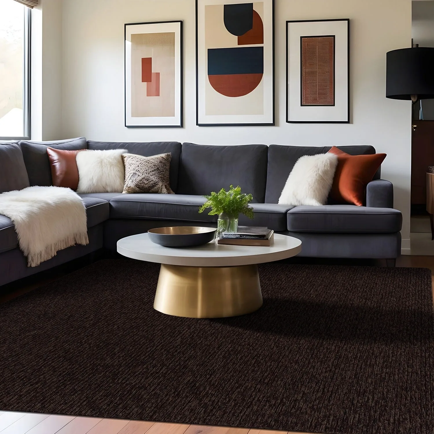 Beverly Rug Solid Color Non-Slip Rubber Back Washable Indoor Area Rug
