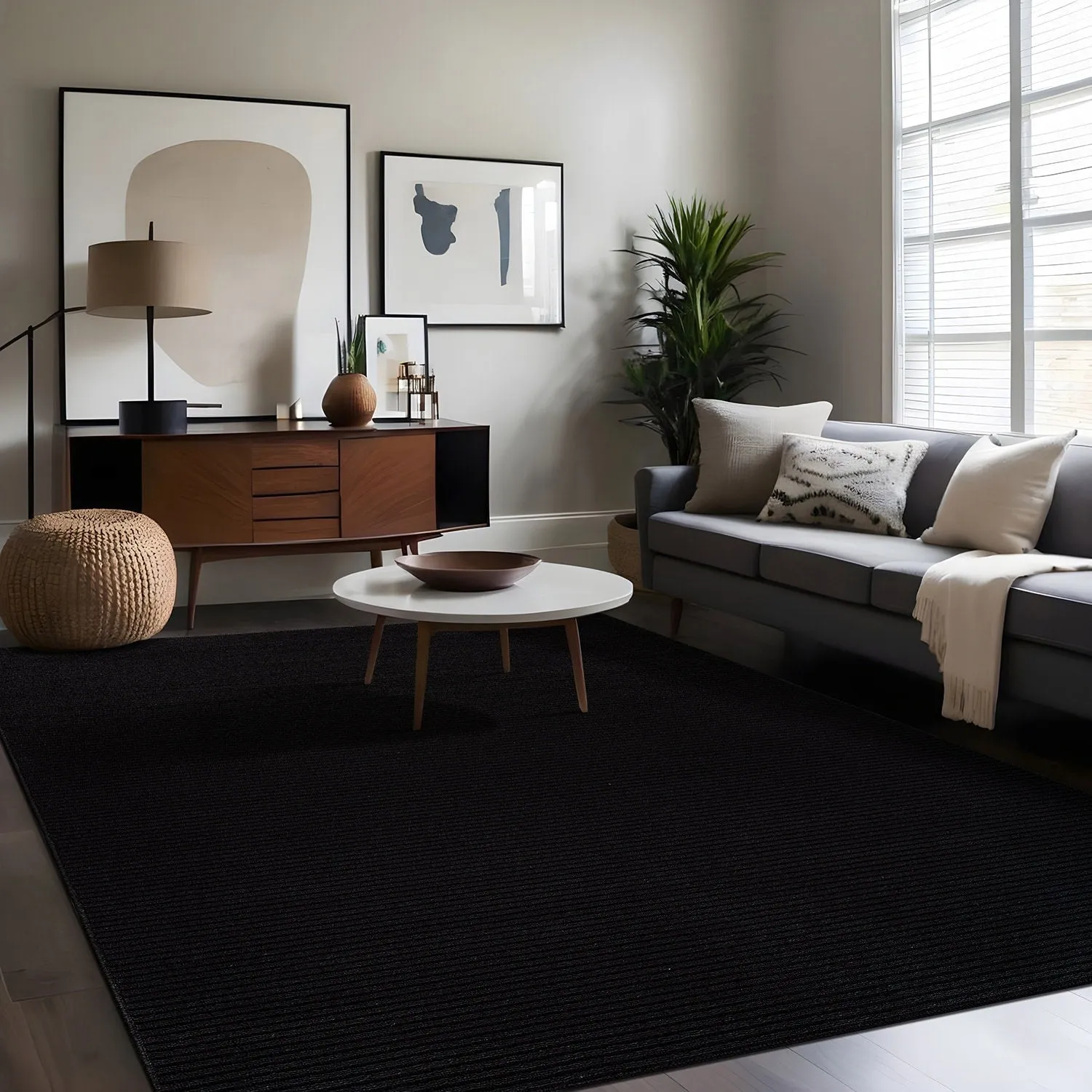 Beverly Rug Solid Color Non-Slip Rubber Back Washable Indoor Area Rug