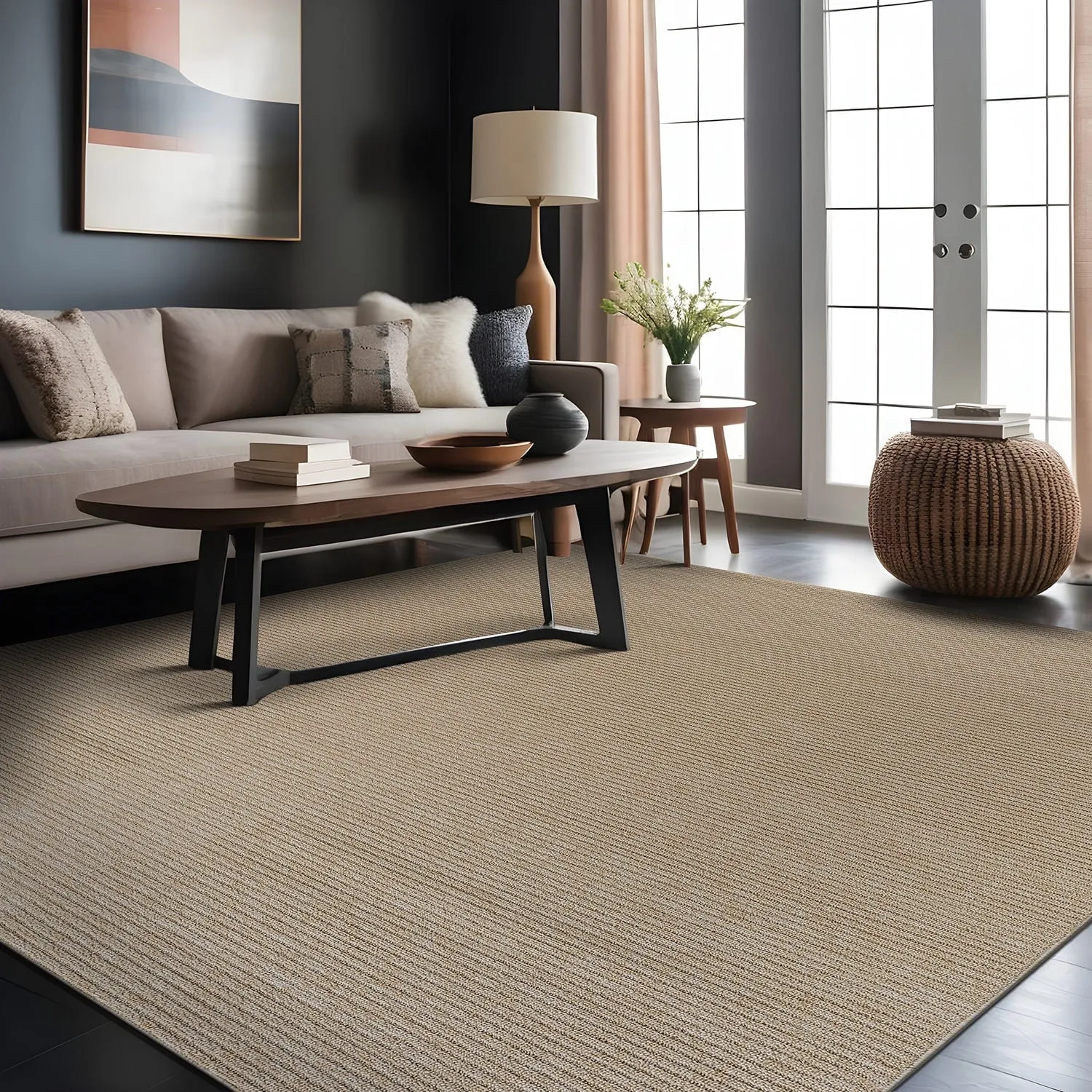 Beverly Rug Solid Color Non-Slip Rubber Back Washable Indoor Area Rug
