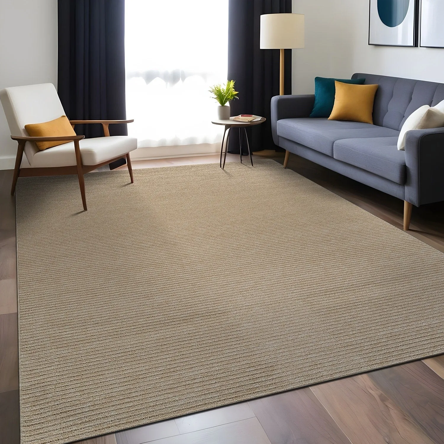 Beverly Rug Solid Color Non-Slip Rubber Back Washable Indoor Area Rug