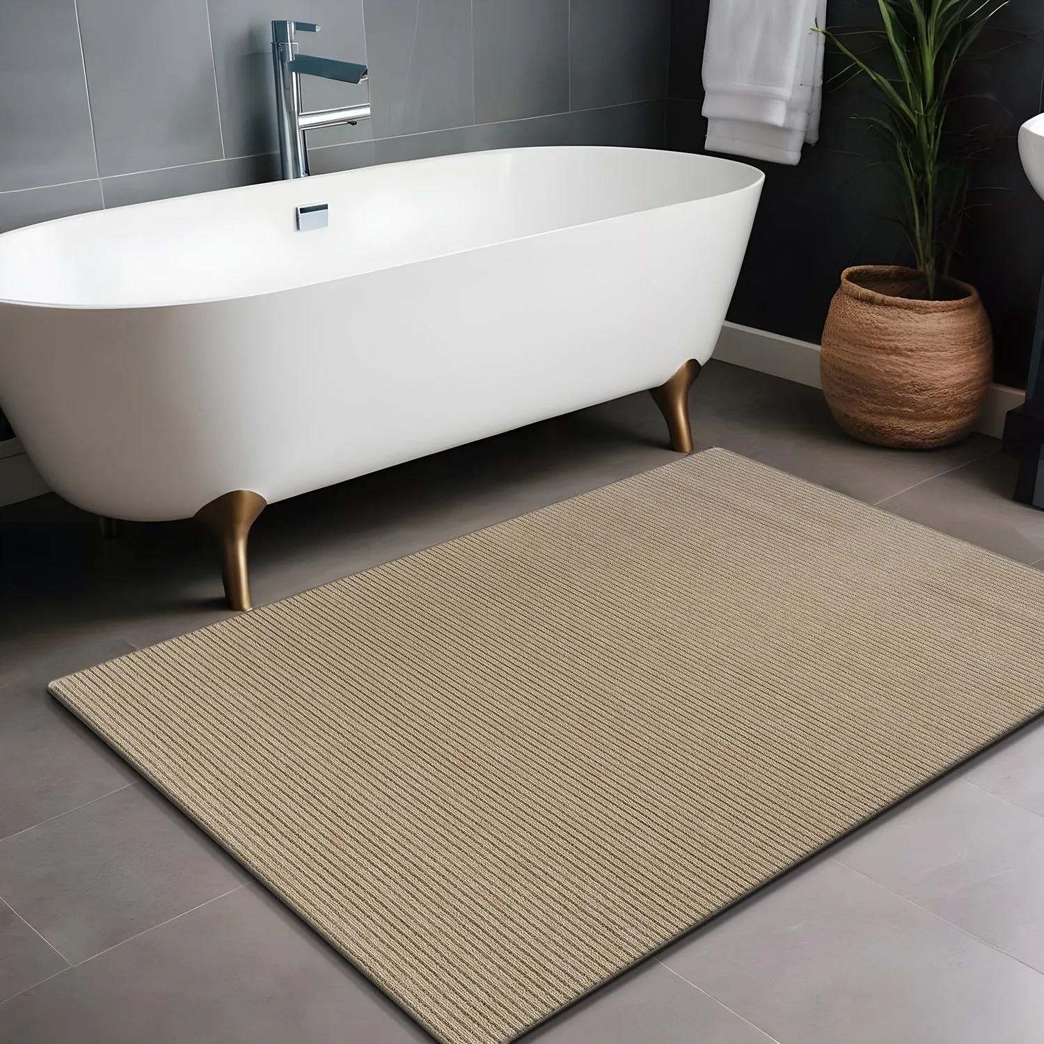 Beverly Rug Solid Color Non-Slip Rubber Back Washable Indoor Area Rug