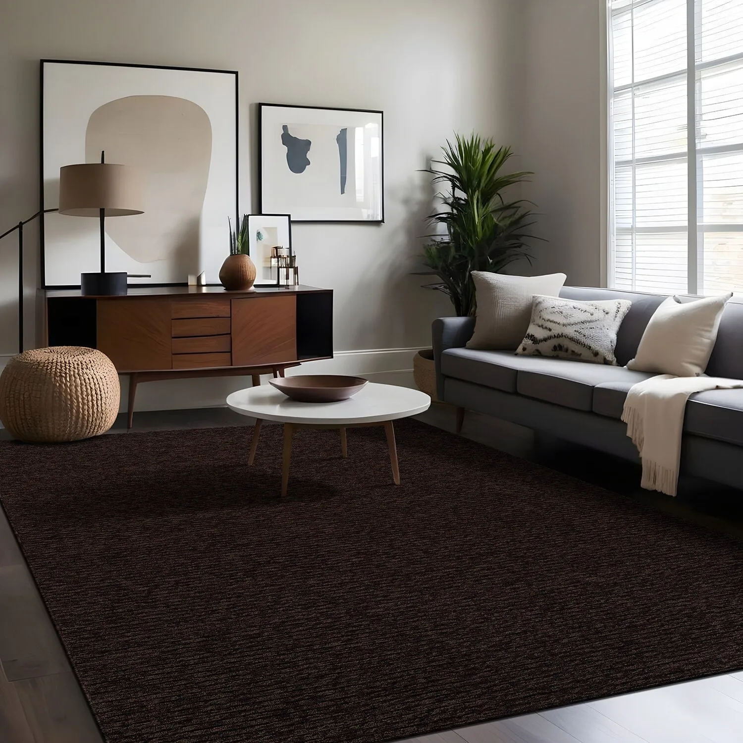 Beverly Rug Solid Color Non-Slip Rubber Back Washable Indoor Area Rug