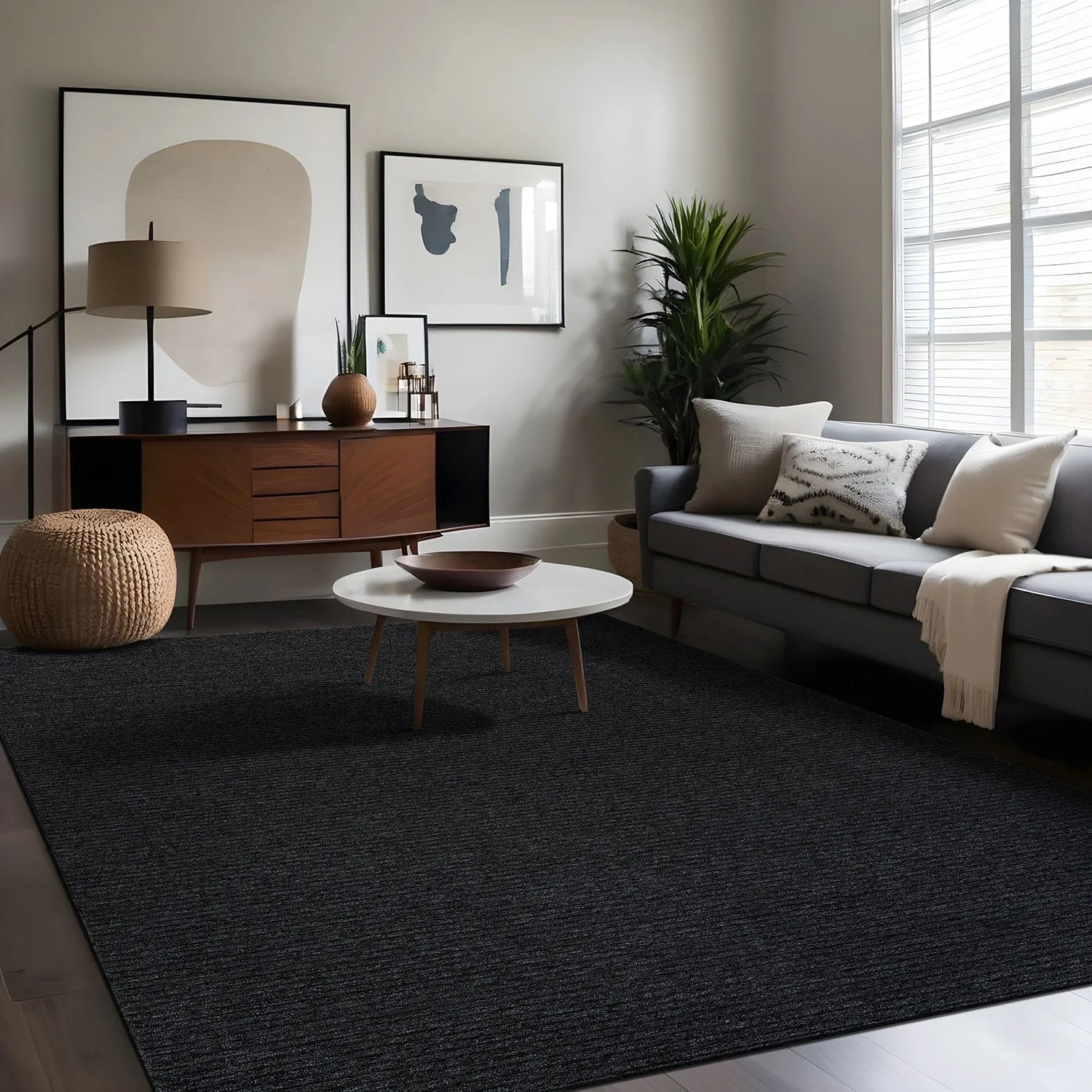 Beverly Rug Solid Color Non-Slip Rubber Back Washable Indoor Area Rug
