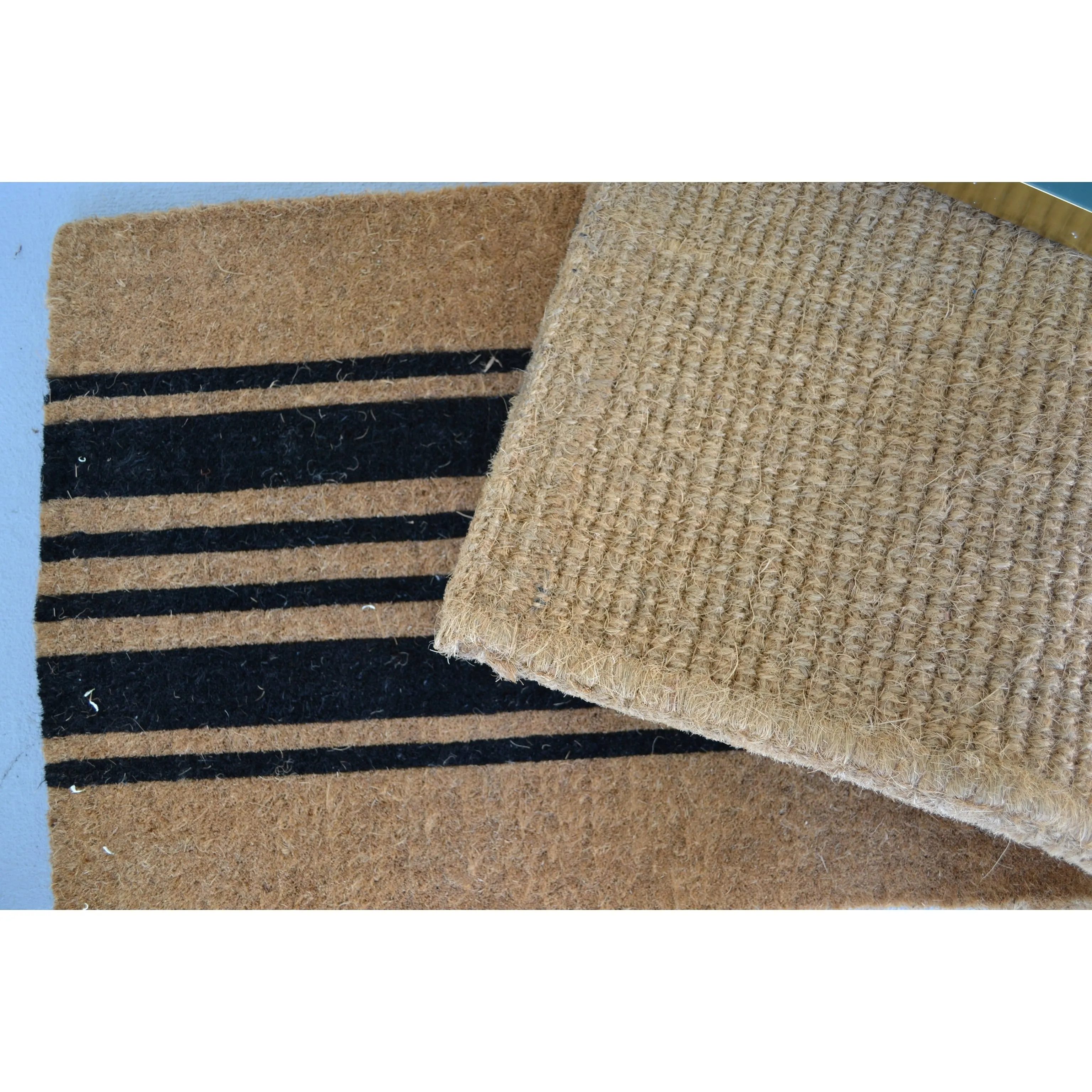 Black & Natural Stripe Outdoor Door Mat - 60 x 24