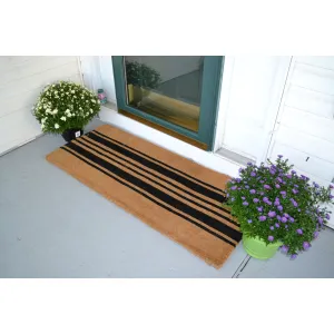 Black & Natural Stripe Outdoor Door Mat - 60 x 24