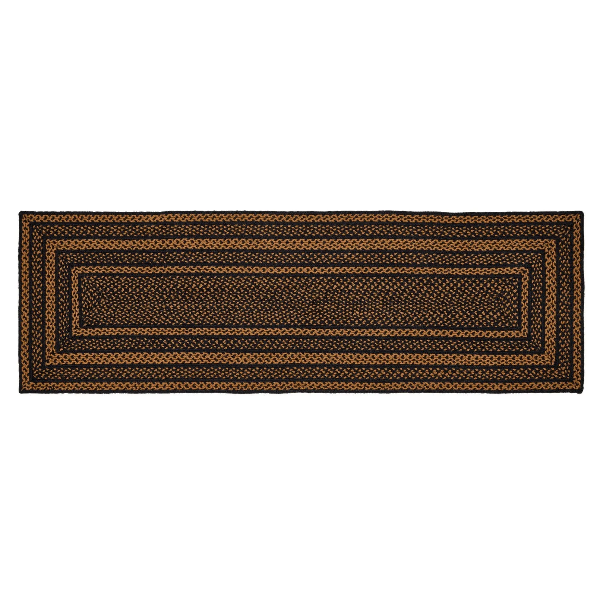 Black & Tan Jute Rug/Runner Rect w/ Pad 24x78 - 3'6