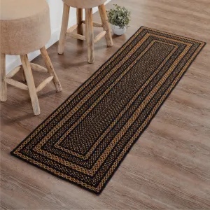 Black & Tan Jute Rug/Runner Rect w/ Pad 24x78 - 3'6