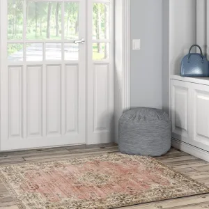 Blanton Machine Washable Floral Pastel Pink/Ivory Area Rug